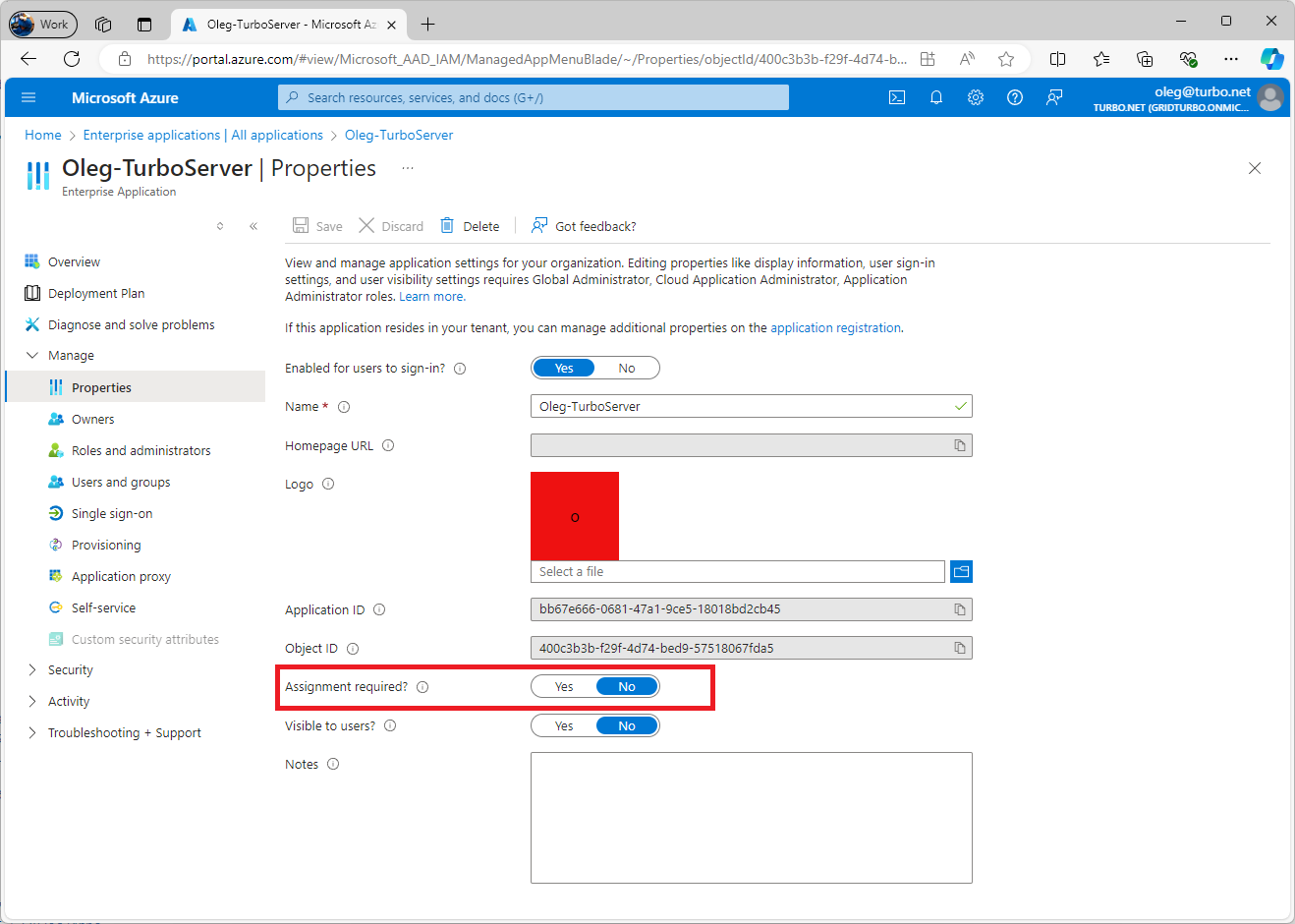 Azure AD Enterprise Application Assignment Required