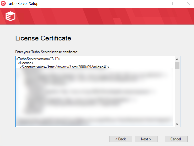 Server setup license