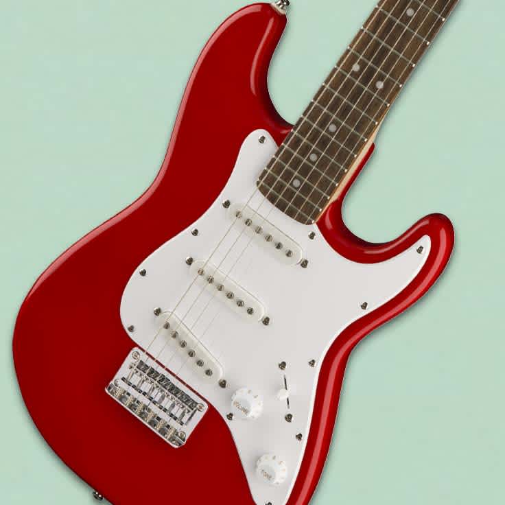 Review of the Fender Squier MM Stratocaster Hard Tail (Red, Black) guitar.  Features and Specs