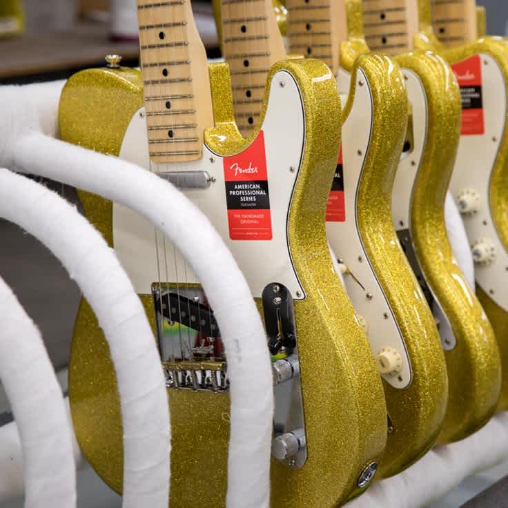 First Look: Fender's Gold Sparkle 2018 Grammy Guitars