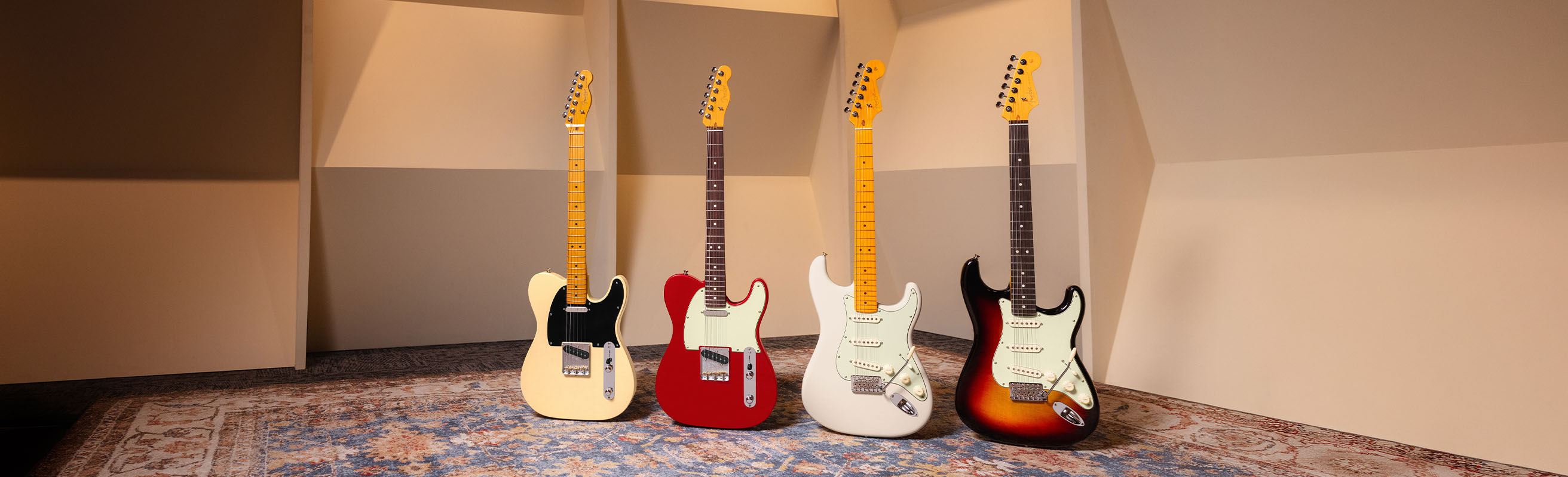 Four Fender American Professional Classic guitars fitted with the Silent System