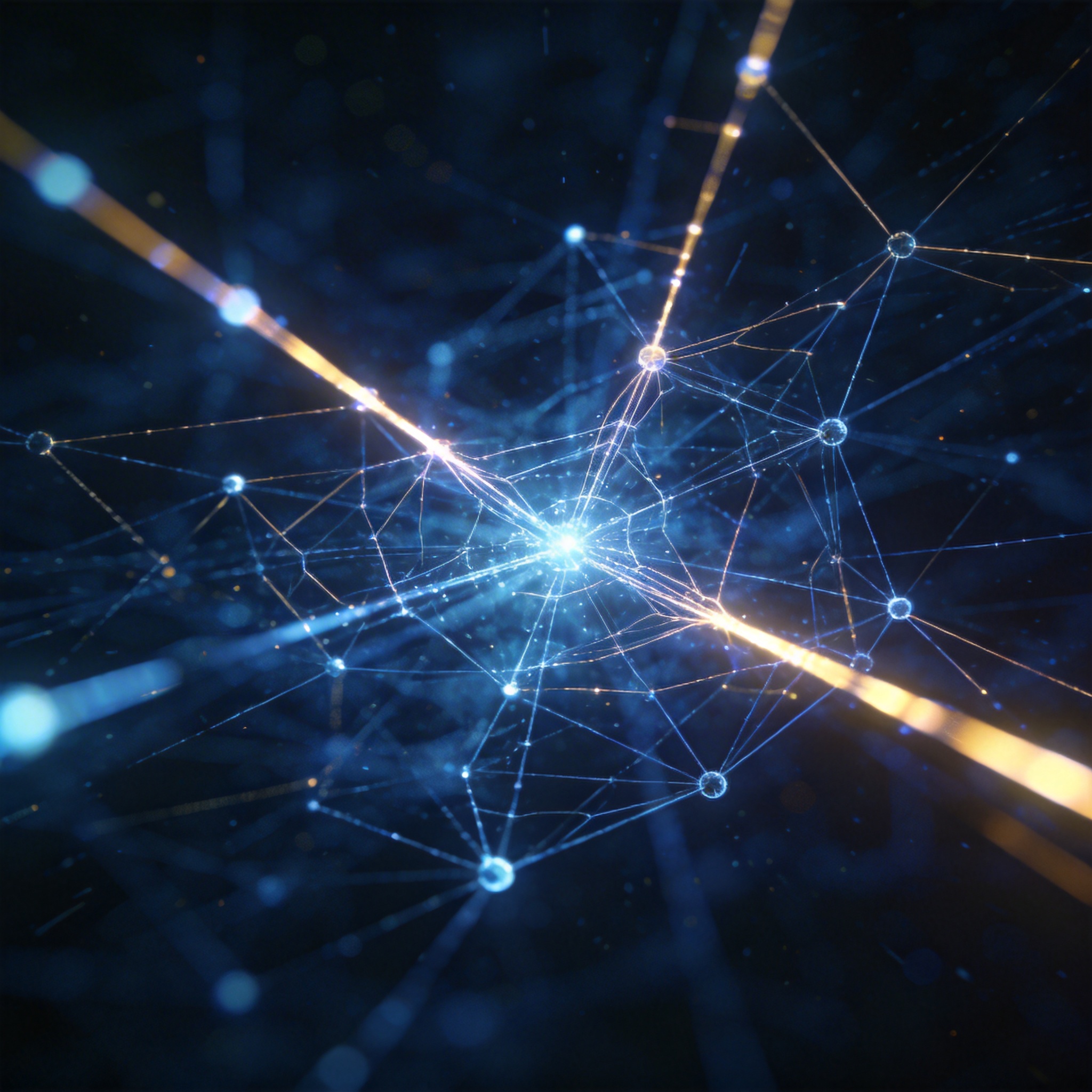 Abstract network of glowing lines, symbolizing financial pressures and investment in AI companies.