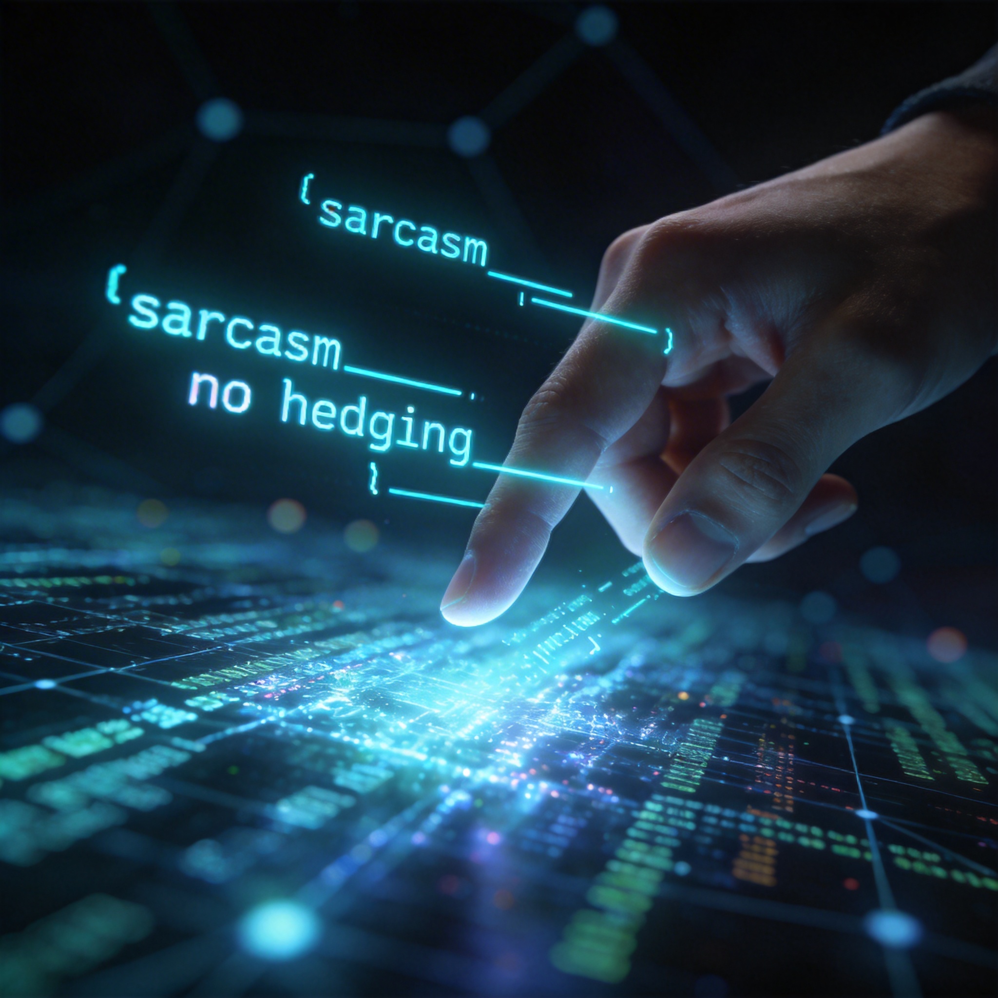 Conceptual image of a hand copy-pasting code into an AI's matrix, symbolizing personality injection.