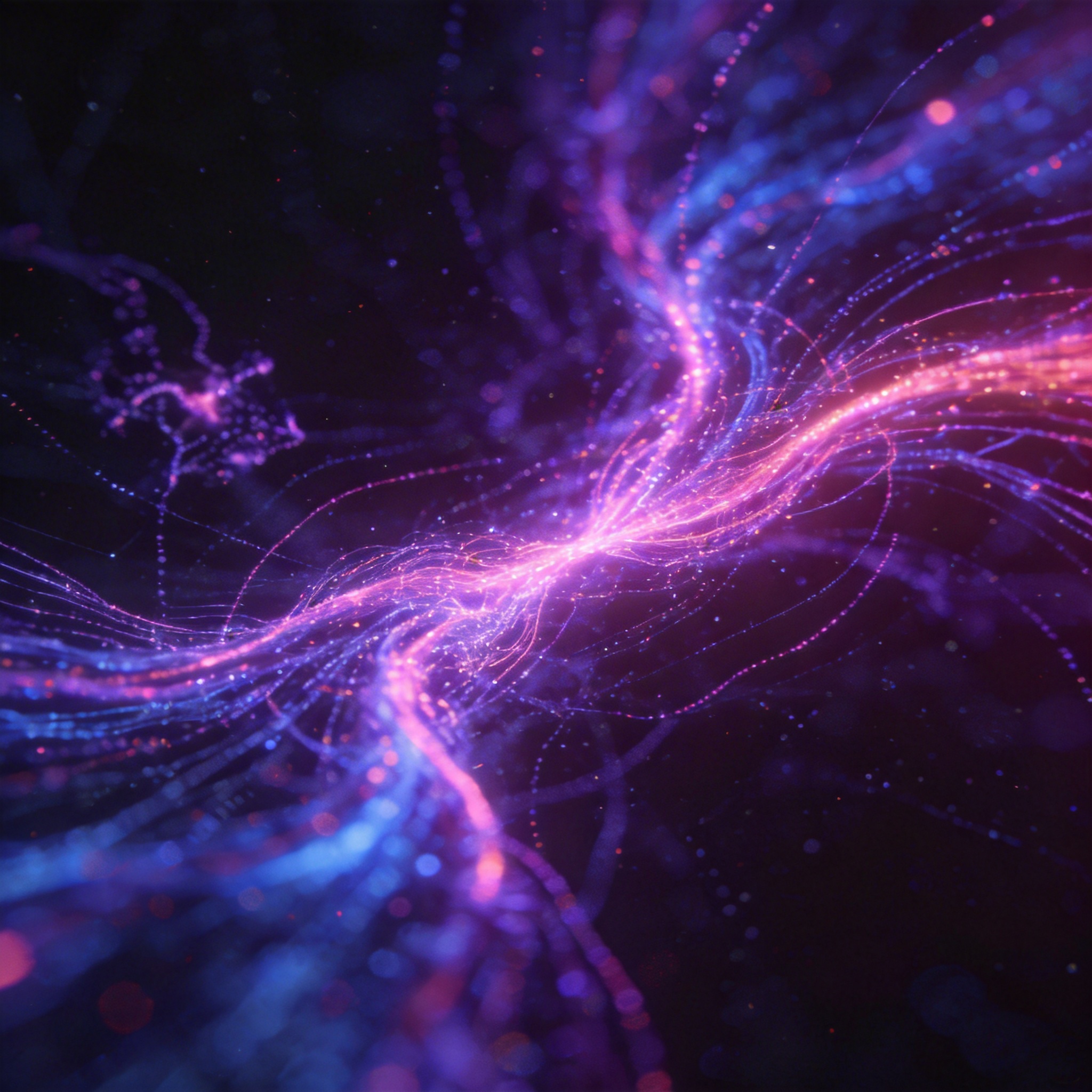 Abstract visualization of 'illegible' but energetic ideas, with swirling data and emergent patterns.