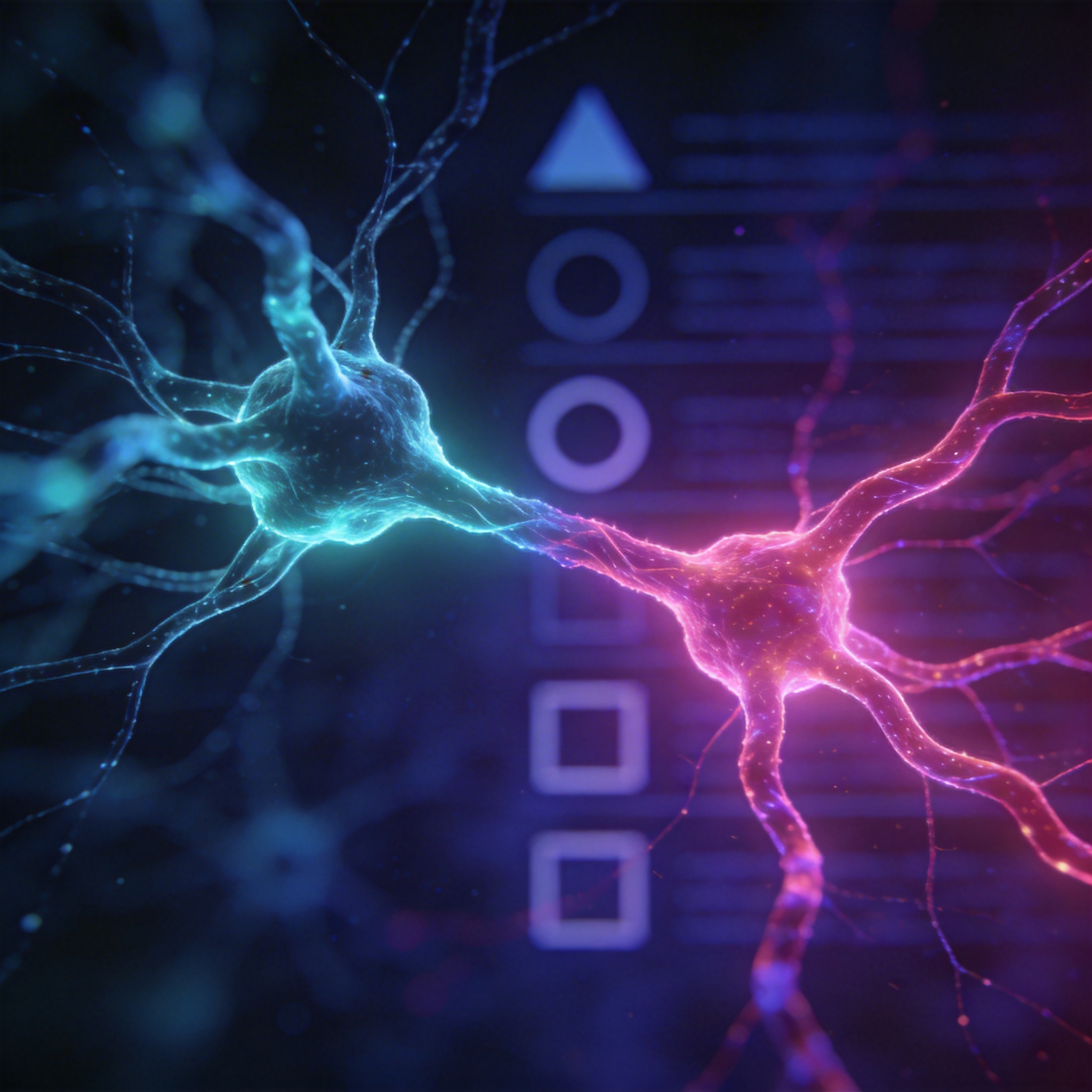 Abstract visualization of AI problem-solving, with tangled and clear neural pathways.