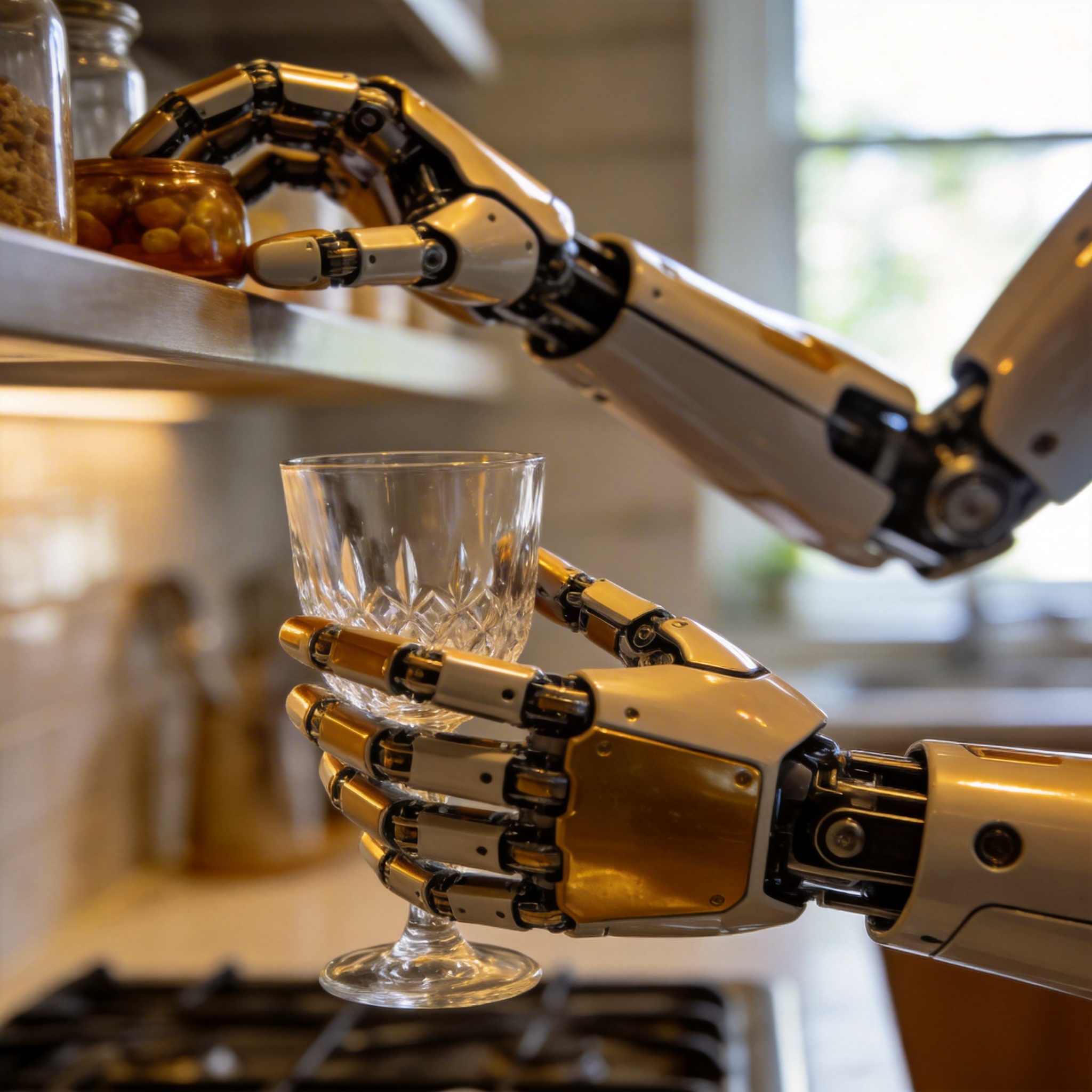 Robot hands demonstrating delicate grip and dual-hand coordination.