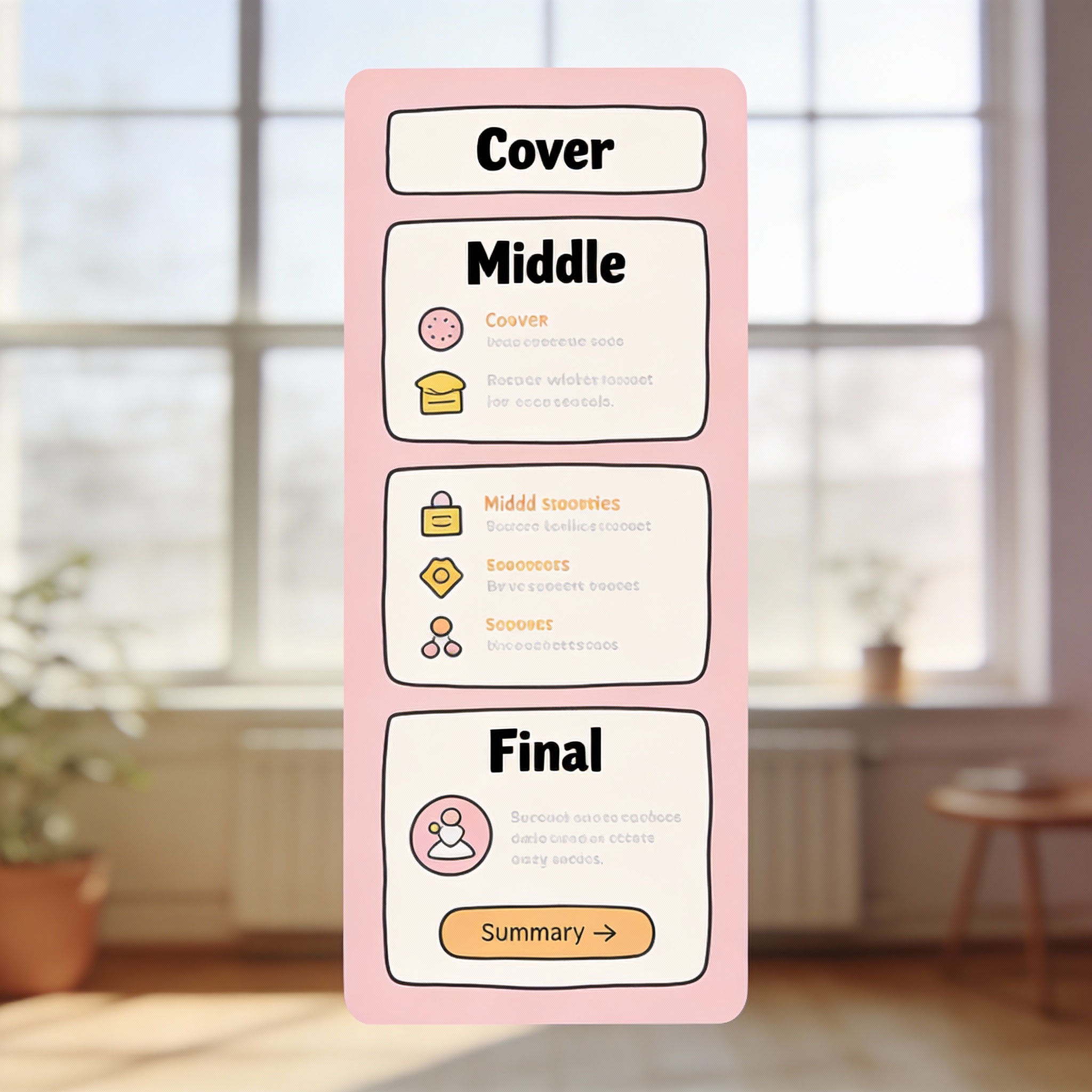 Infographic illustrating the structure of a multi-image series: cover, middle, and final images.