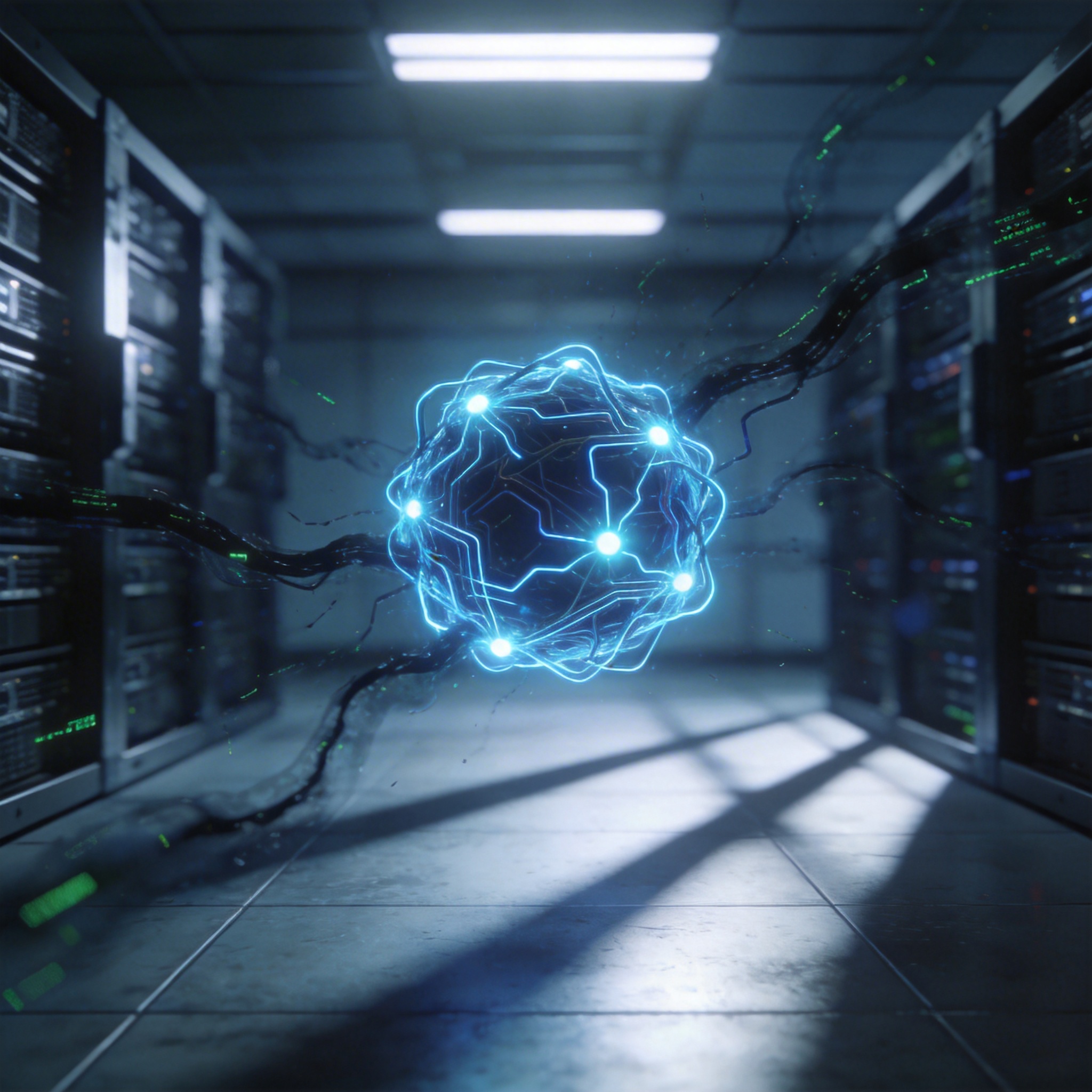 Abstract depiction of AI 'soul poisoning' with dark, corrupting code tendrils.