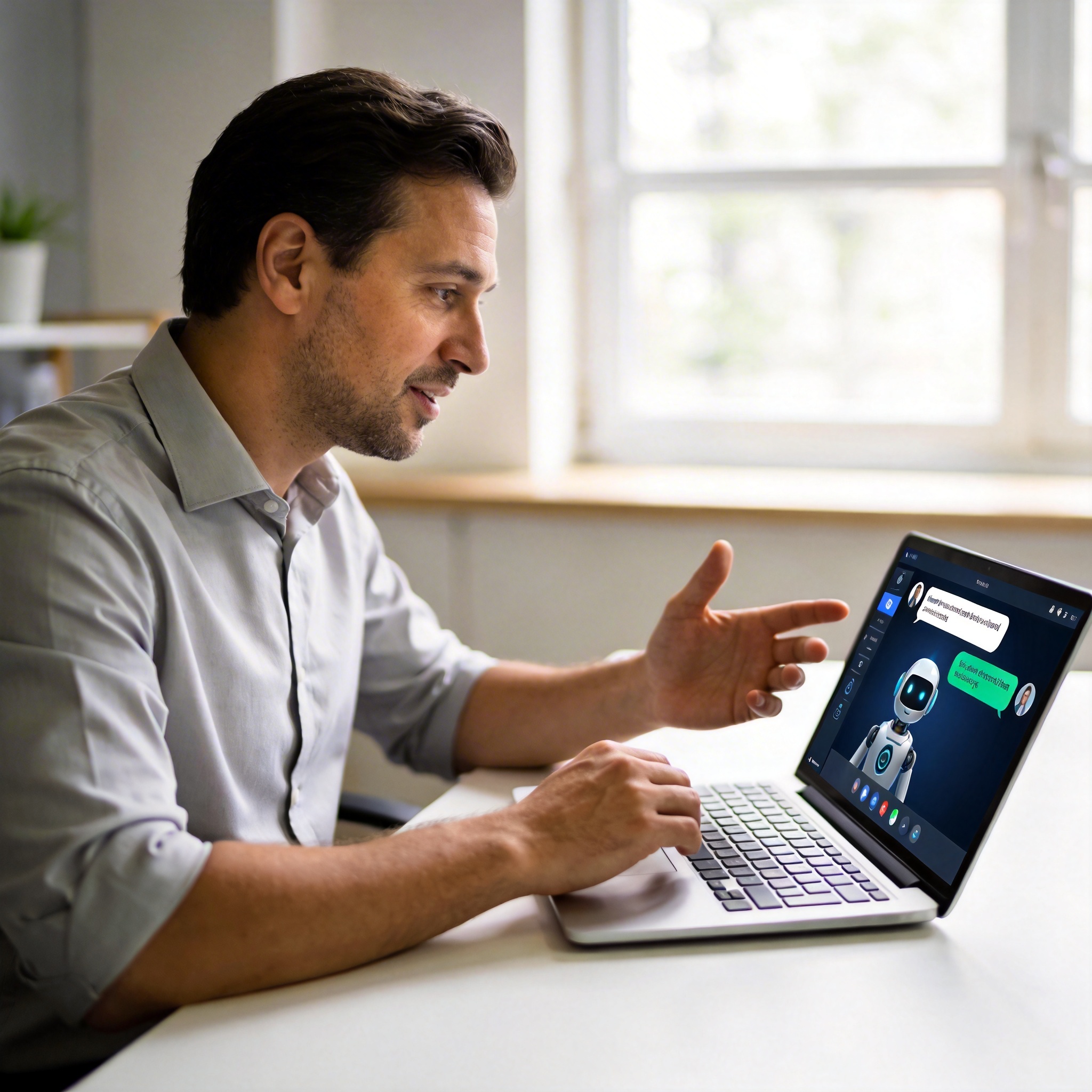 Person casually using an AI chatbot on a laptop, illustrating low user engagement with AI tools.