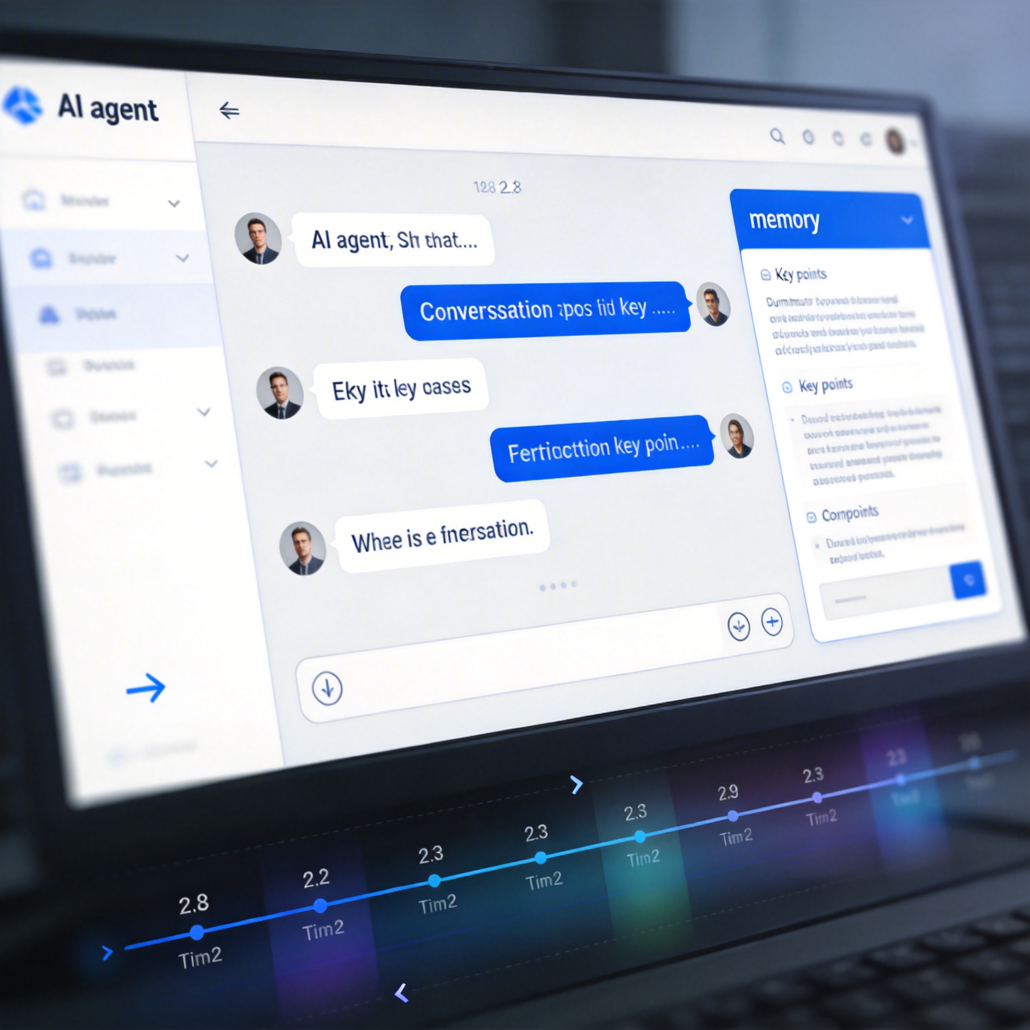 Digital interface showing AI conversation history with a highlighted memory panel.