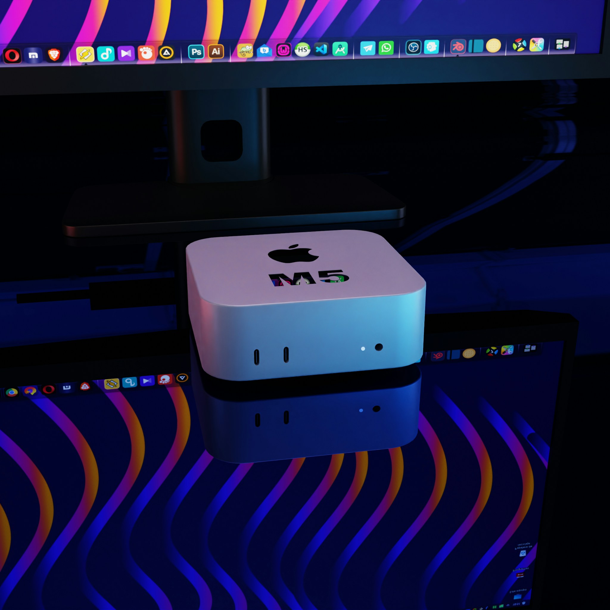 A modern Mac Mini computer setup in a home office, representing local AI enthusiasts' hardware.