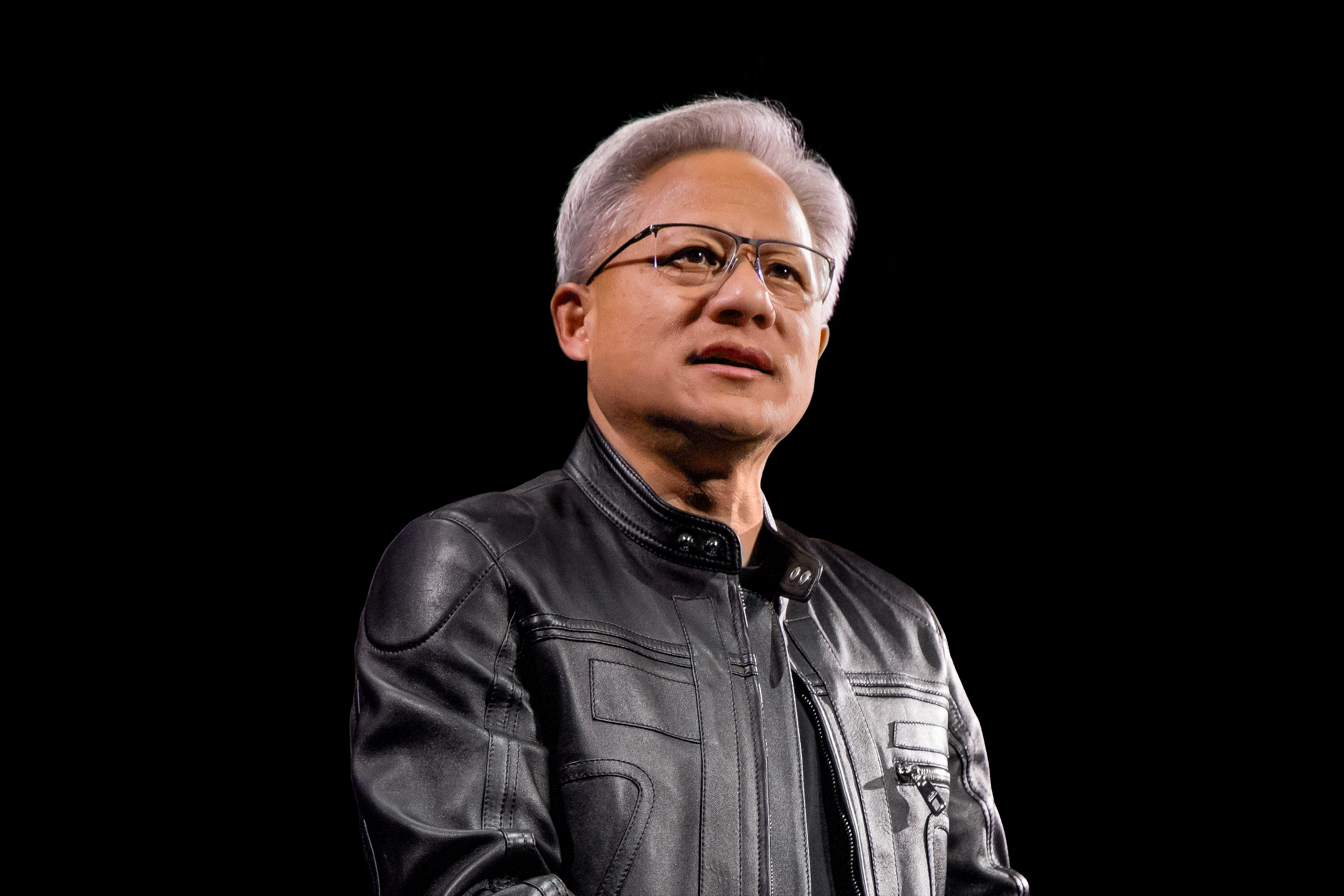 Portrait of Jensen Huang, CEO of NVIDIA, emphasizing his vision for AI that interacts with the physical world.