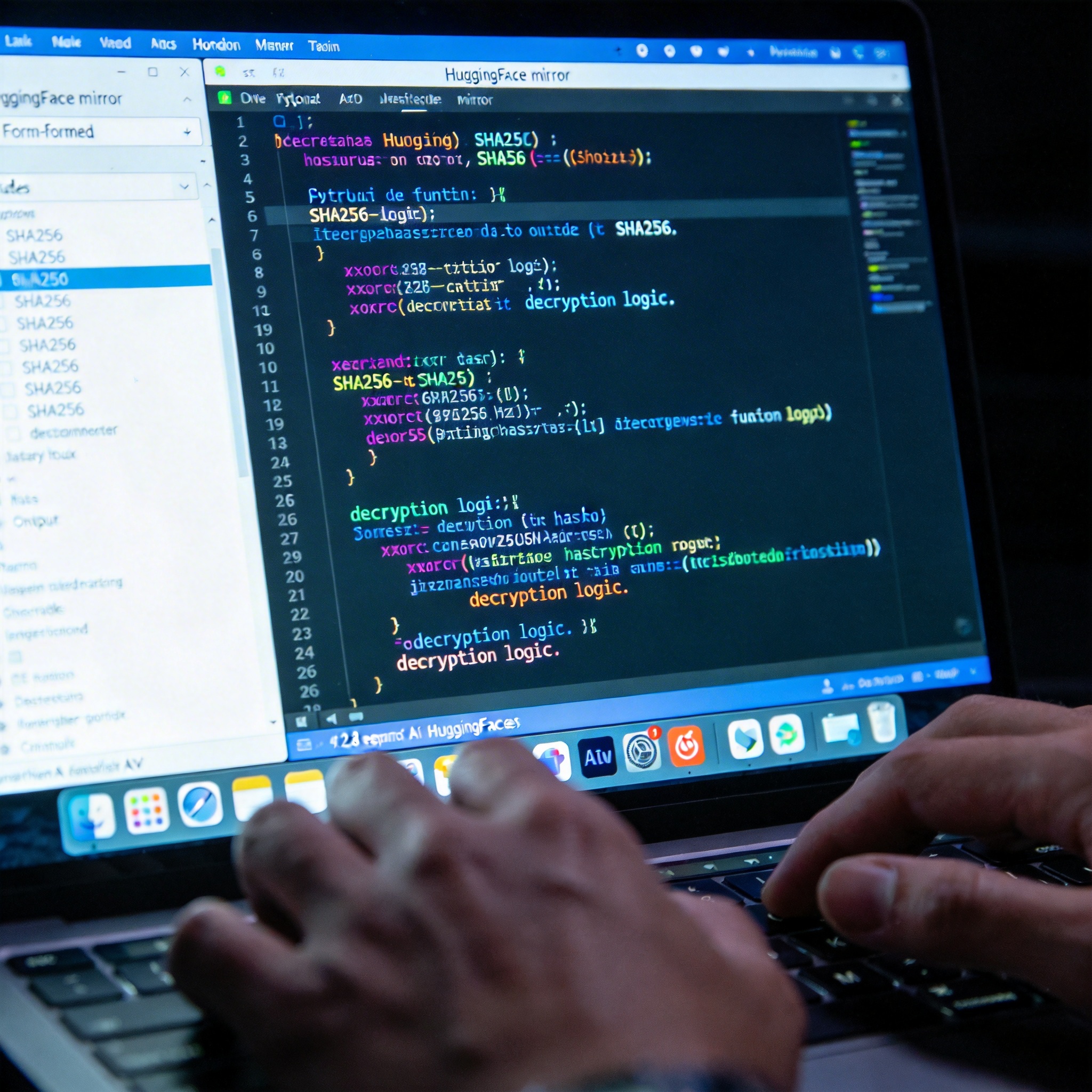 Python script on a screen showing XOR decryption logic and a JSON dataset, illustrating AI's decryption process.