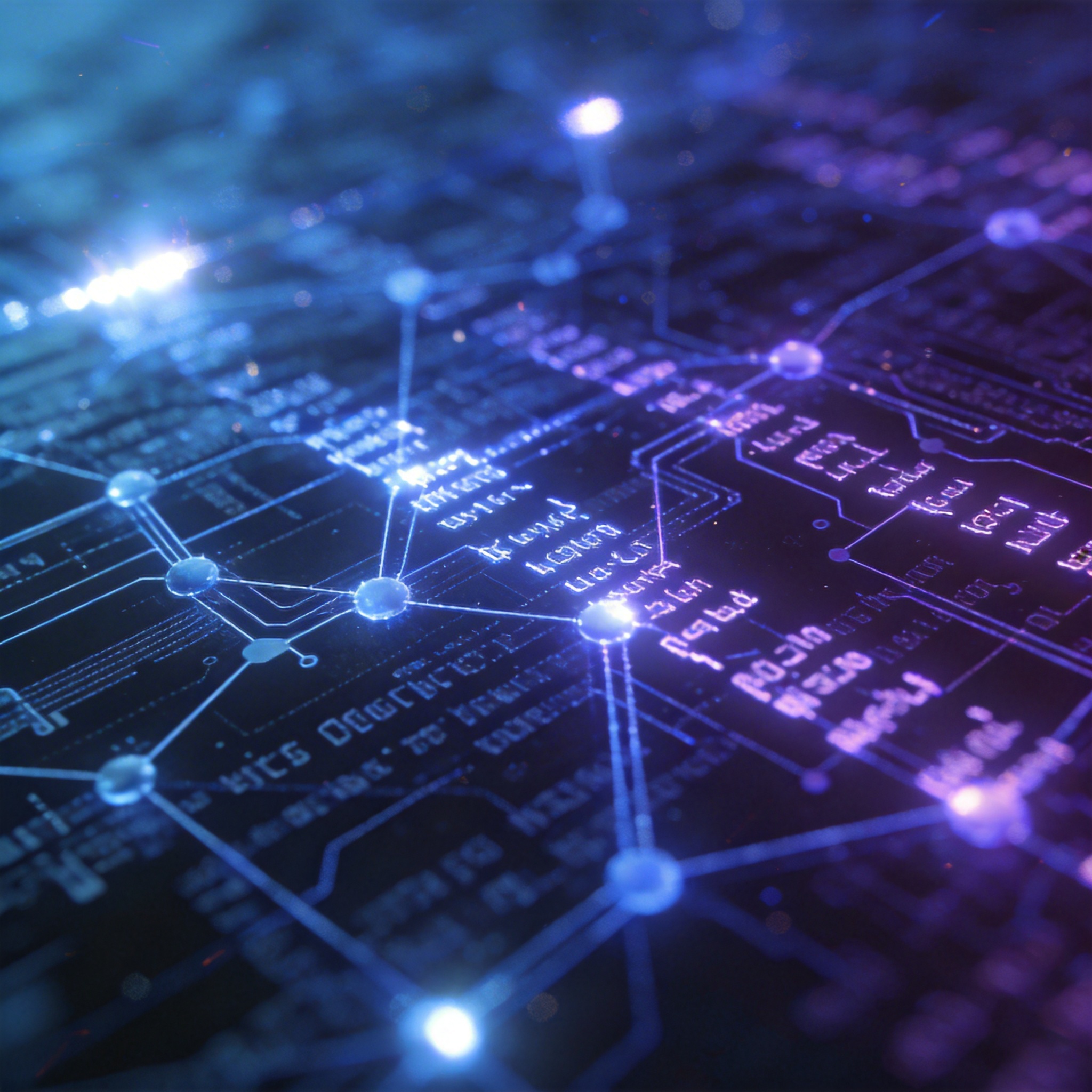 Abstract digital network symbolizing an efficient AI film production pipeline.
