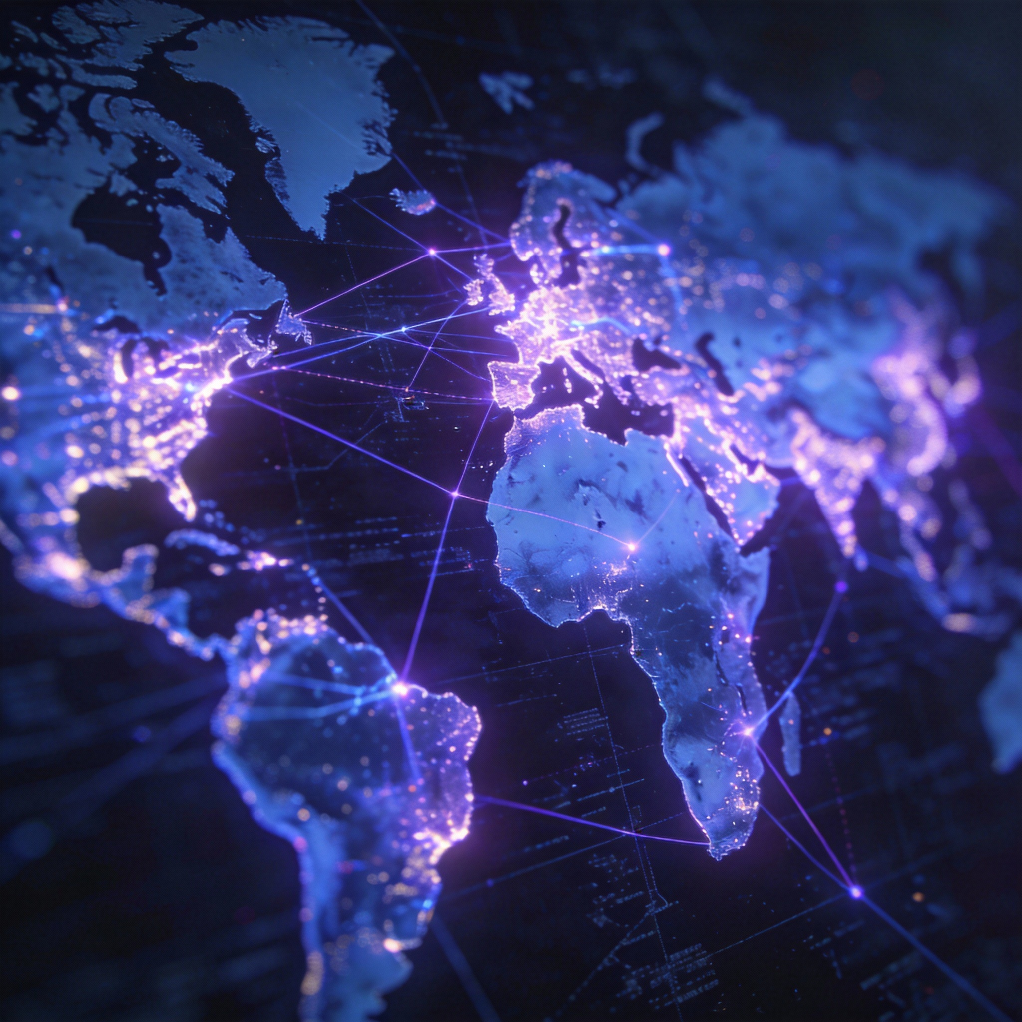 Abstract neural network integrated into global infrastructure.
