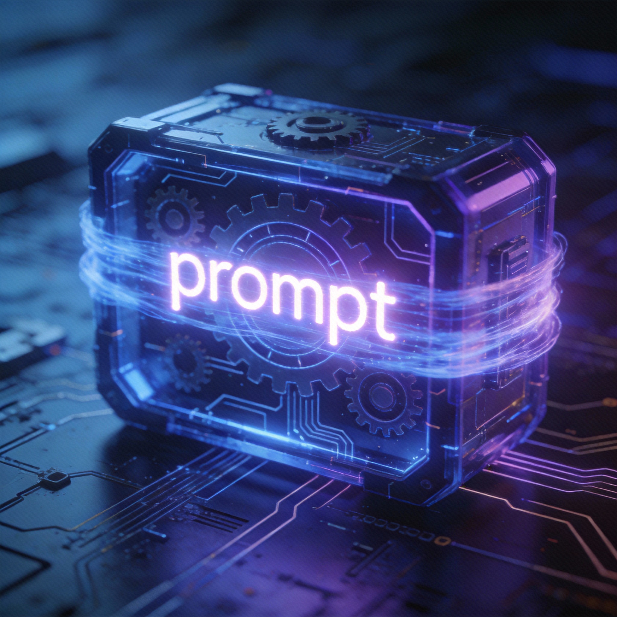Abstract visual of a simple text prompt being encapsulated within a complex, structured digital 'Skill' container.