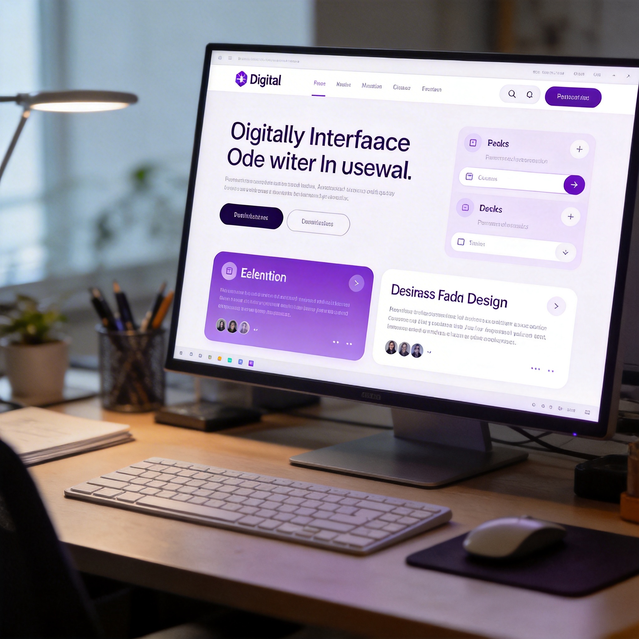 Modern, minimalist web design on a digital screen, showcasing clean aesthetics.