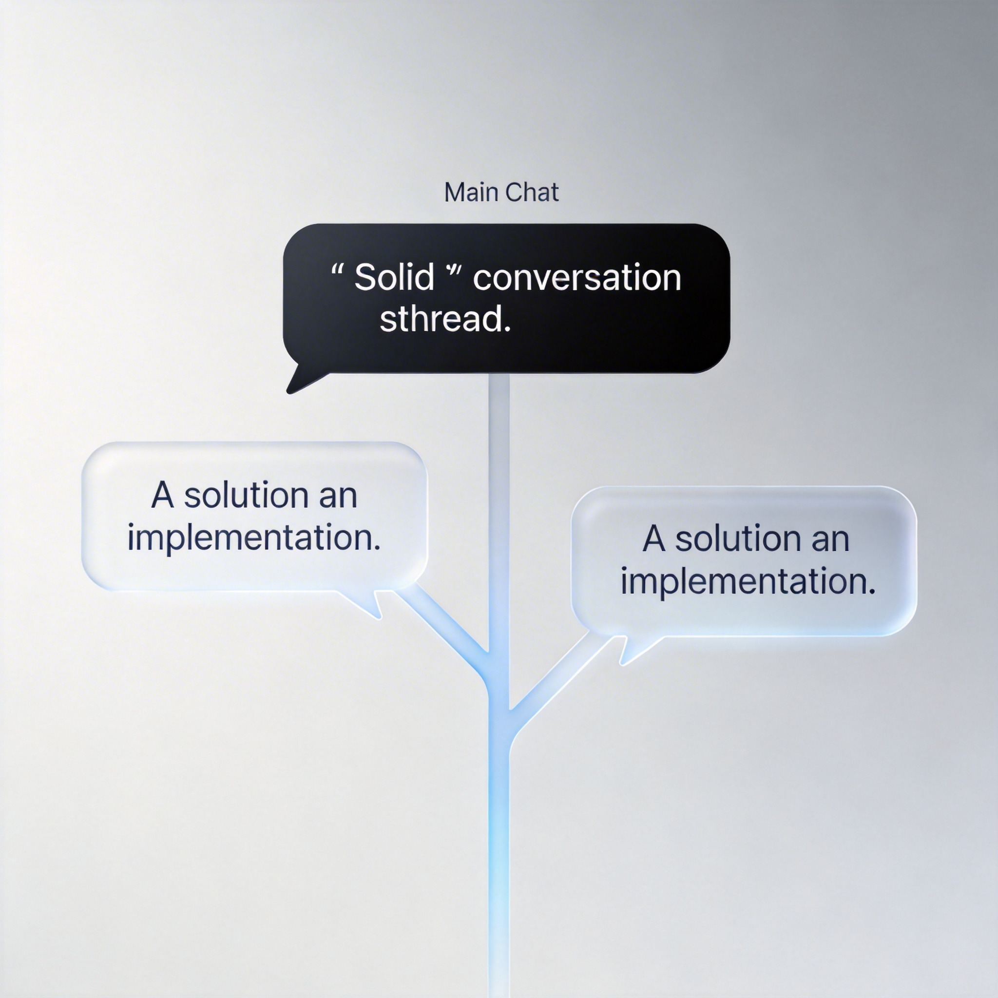 Main chat interface with two diverging, parallel chat threads, symbolizing the '/branch' command for alternative conversation paths.