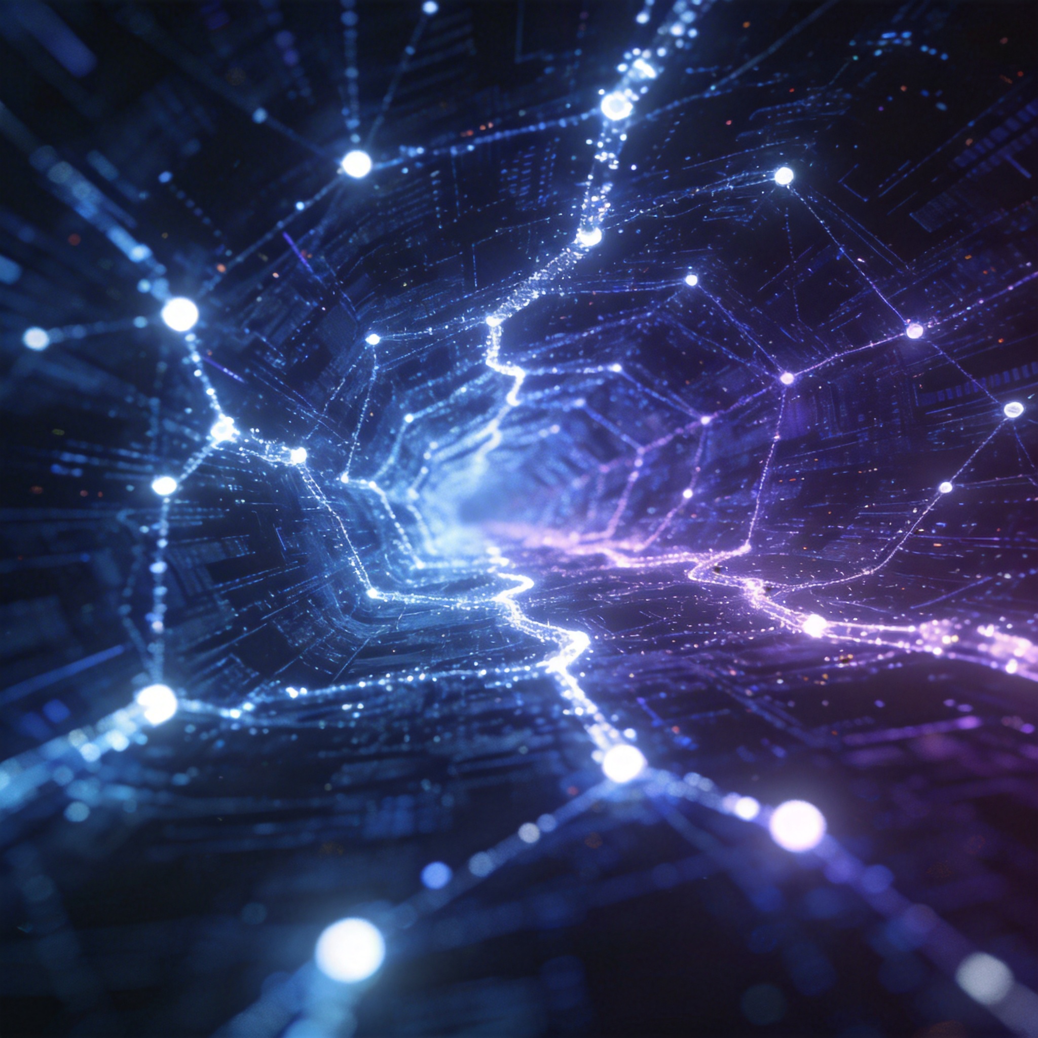 Vast digital library with glowing data points, symbolizing an expanded AI context window.