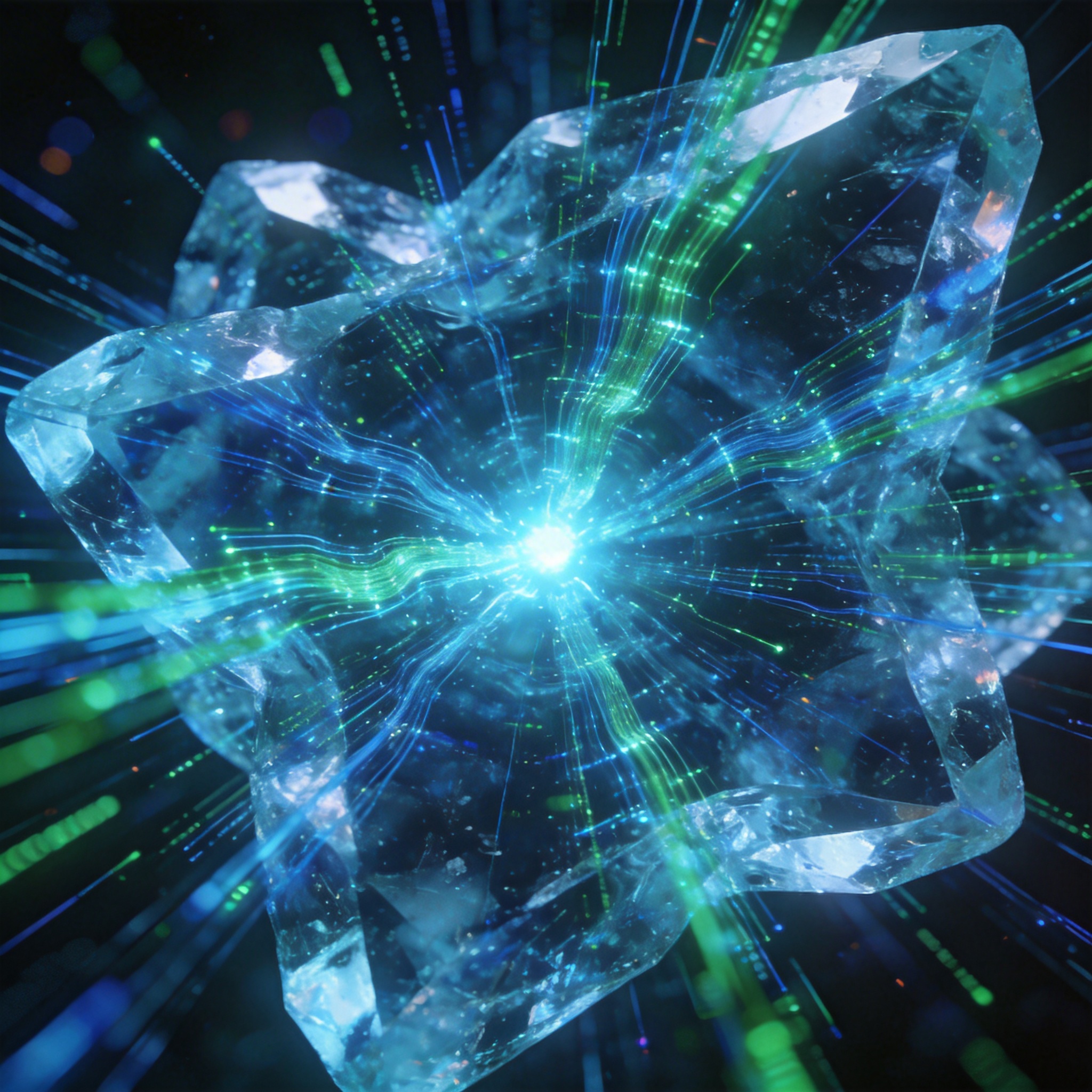 Abstract visualization of glowing data streams converging, symbolizing optimized bandwidth and high throughput.