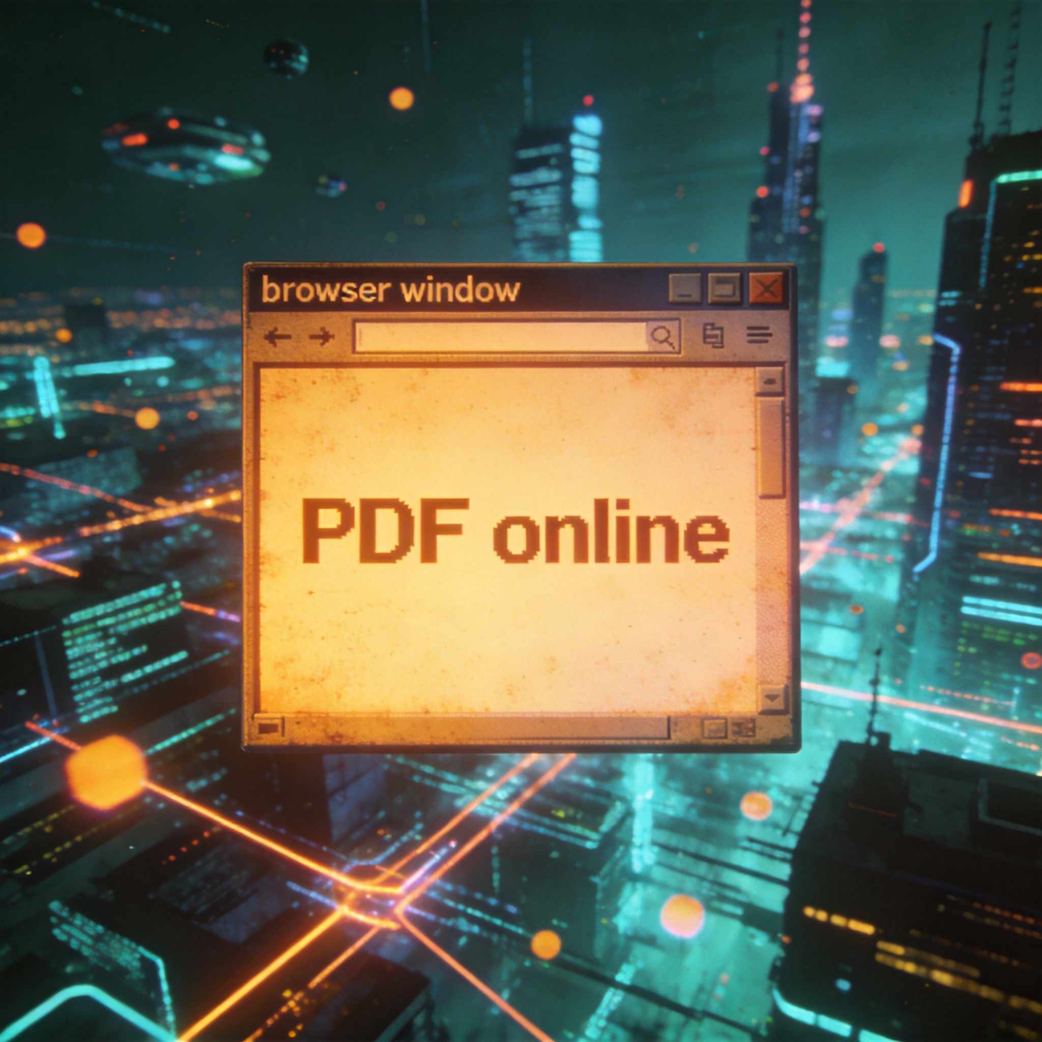 Abstract depiction of an early internet browser window against a backdrop of emerging futuristic digital city, symbolizing AI's 'Netscape Moment'.