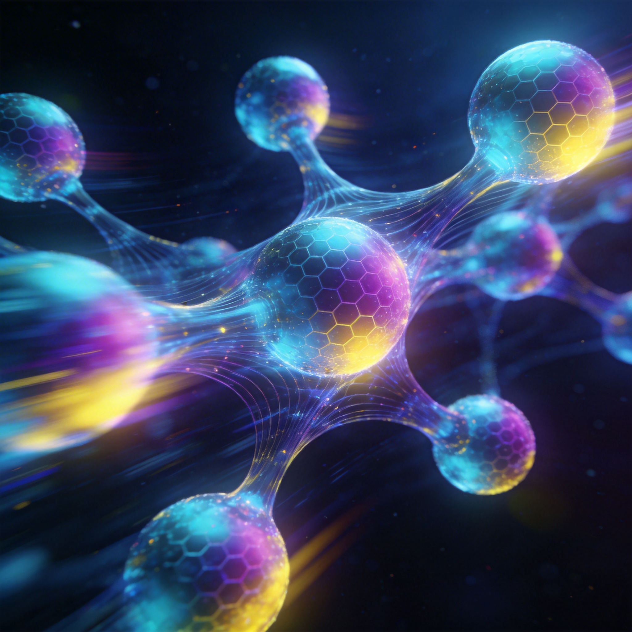Abstract network of glowing, interconnected spheres symbolizing coordinating AI agent teams.