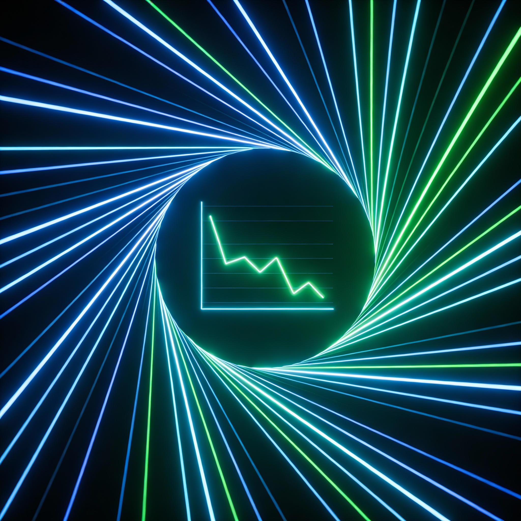 Abstract visualization of energy efficiency and reduced GPU requirements.