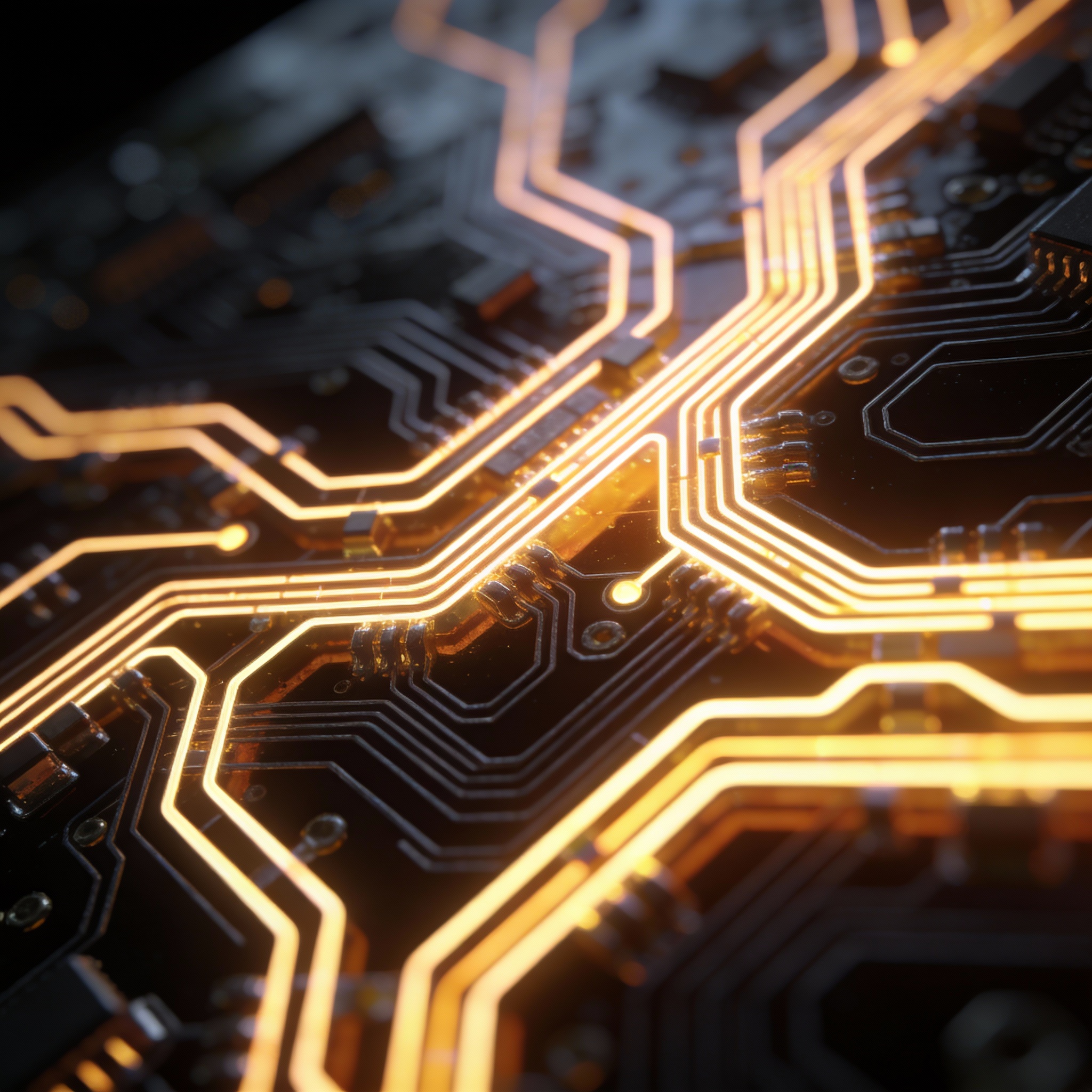 Intricate, glowing circuit board traces, symbolizing advanced computational methods.