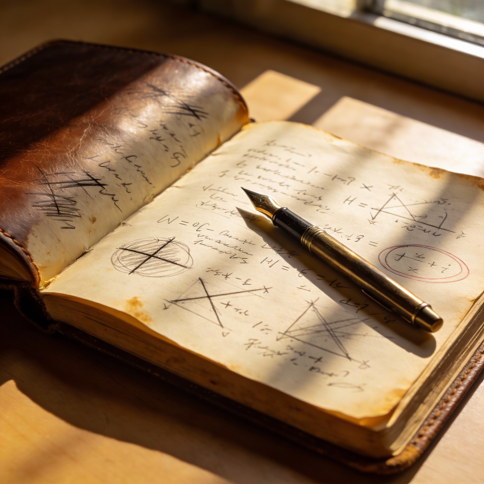 A notebook filled with handwritten notes and sketches, representing autonomous innovation.