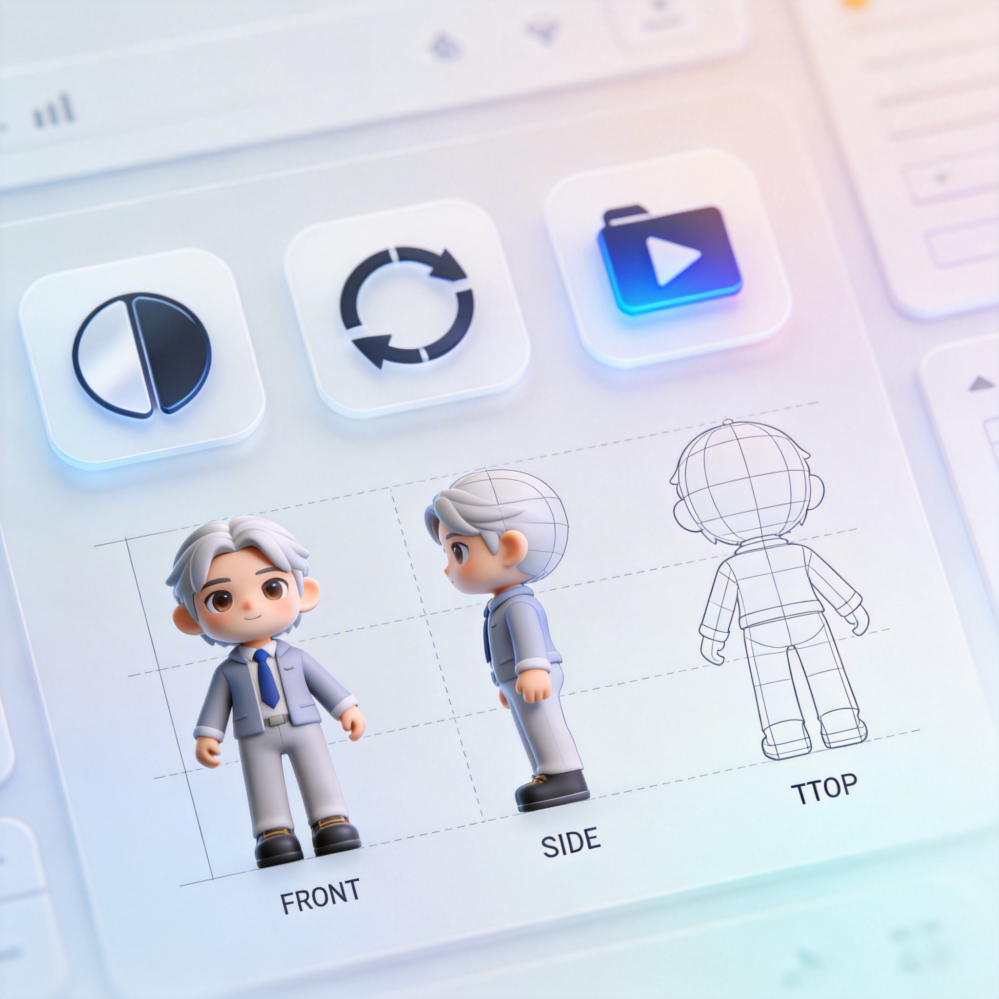 Digital interface showing image editing tools, video upload, and 3D character models, representing LibTV platform enhancements.