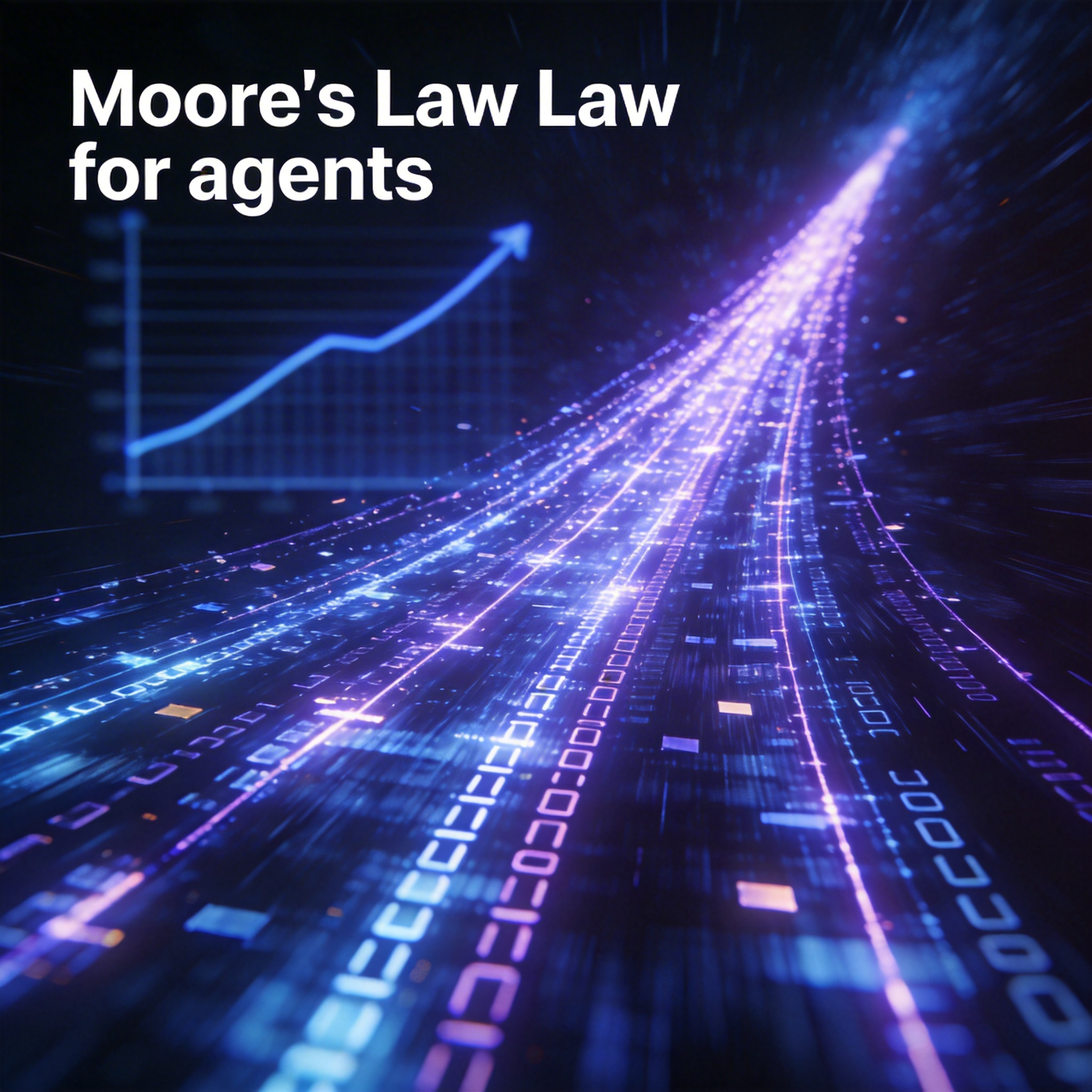 Abstract visual of rapidly expanding digital pathways symbolizing exponential growth of agent capabilities.