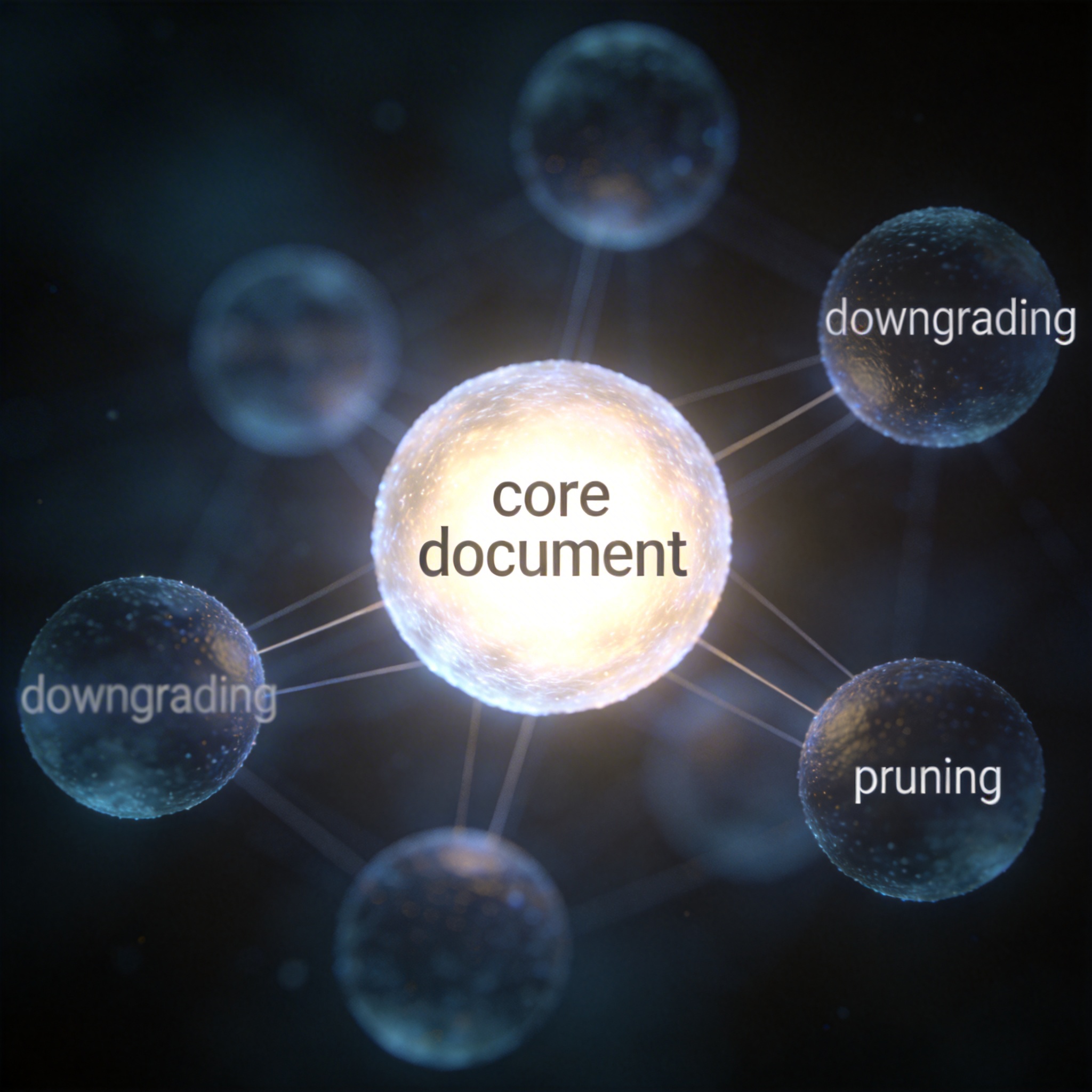 Abstract visualization of data nodes with varying levels of detail and brightness, representing visual energy allocation.