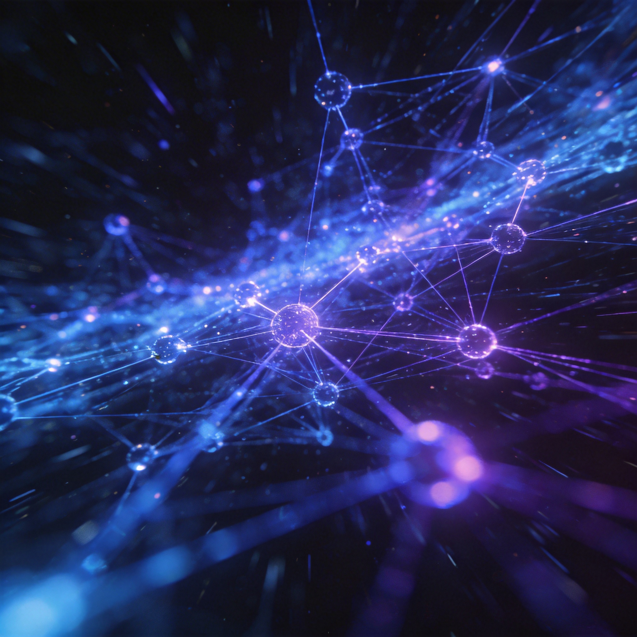 Abstract network of glowing nodes and lines, symbolizing increased computational power and context window.