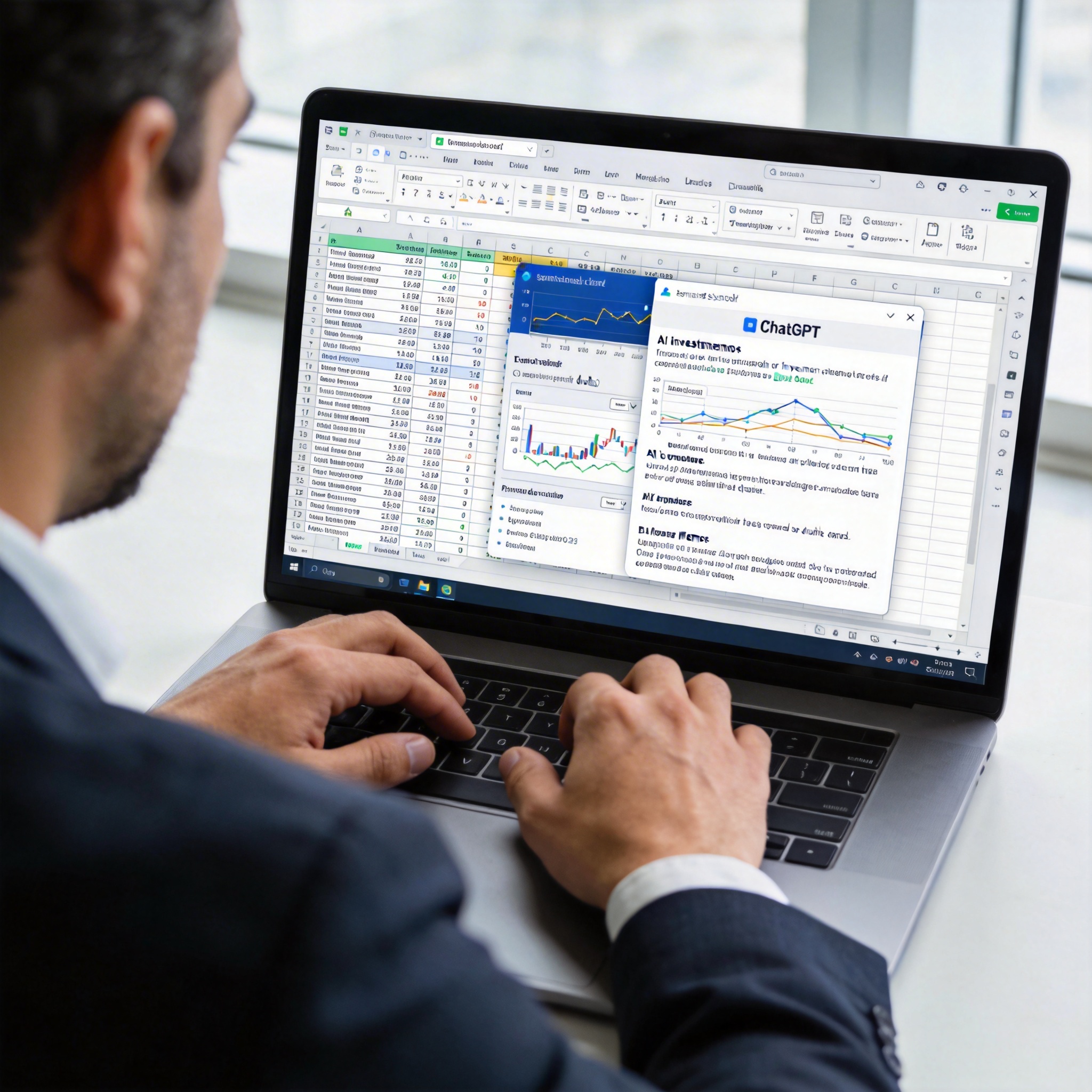 Investment bank analyst using ChatGPT plugin integrated into Excel for financial modeling.