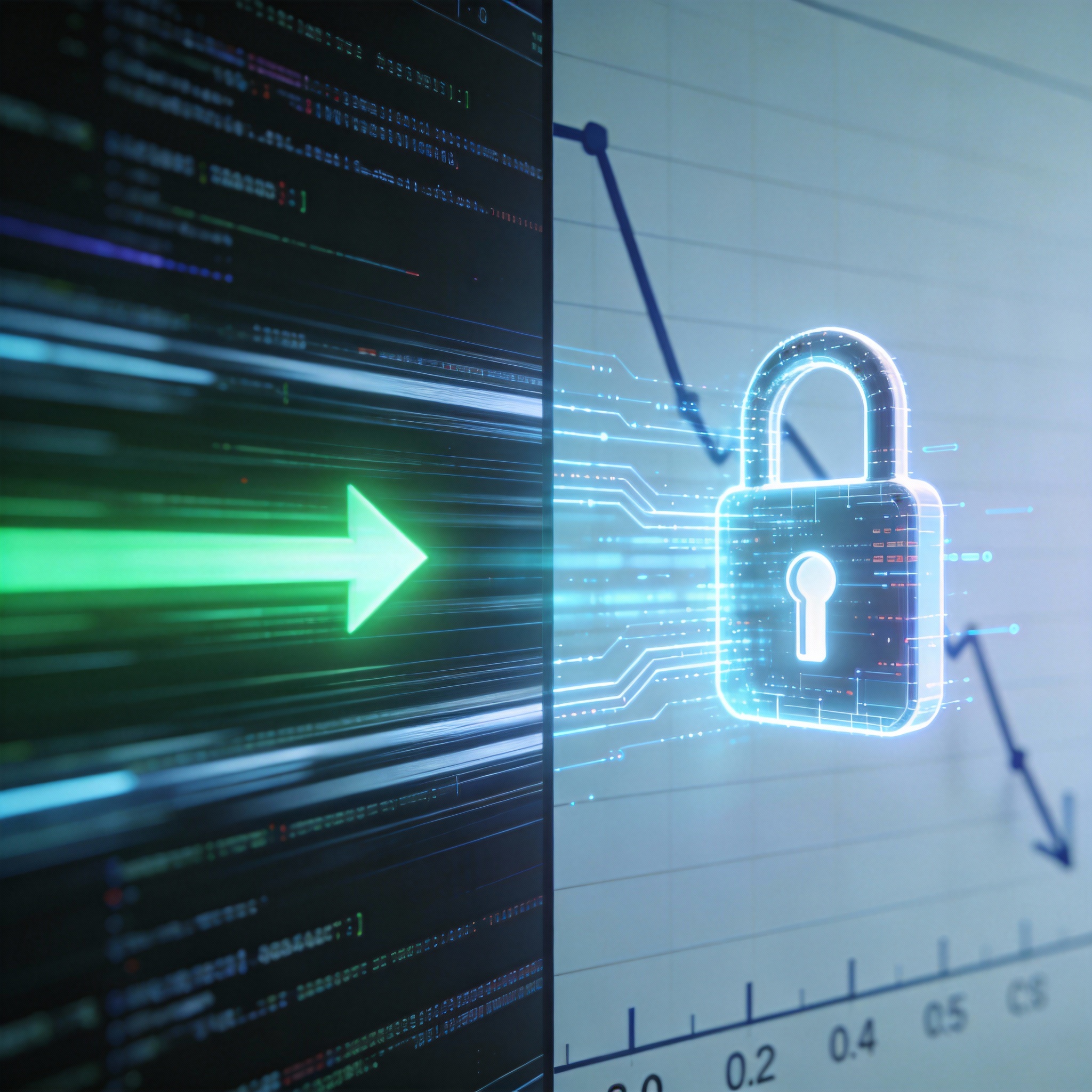 Visual representation of speed, privacy, and cost-effectiveness in software, with digital icons.