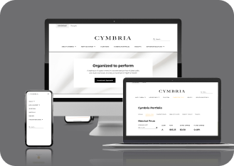 Cymbria edward jones portal shown on desktop tablet and mobile