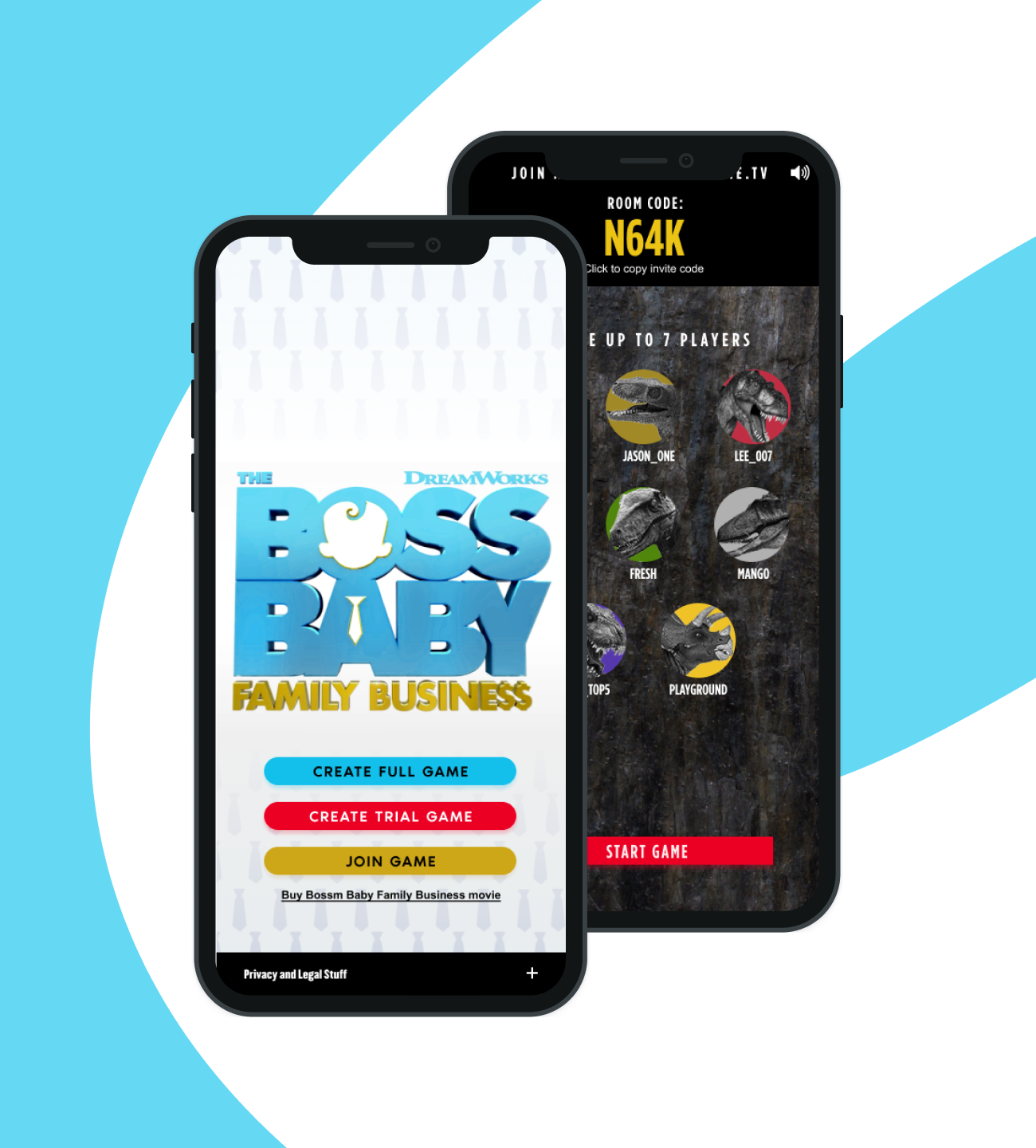 The boss baby movie displayed through an app on a mobile device.