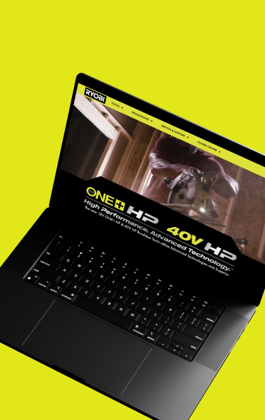 Ryobi website displayed on a mobile device