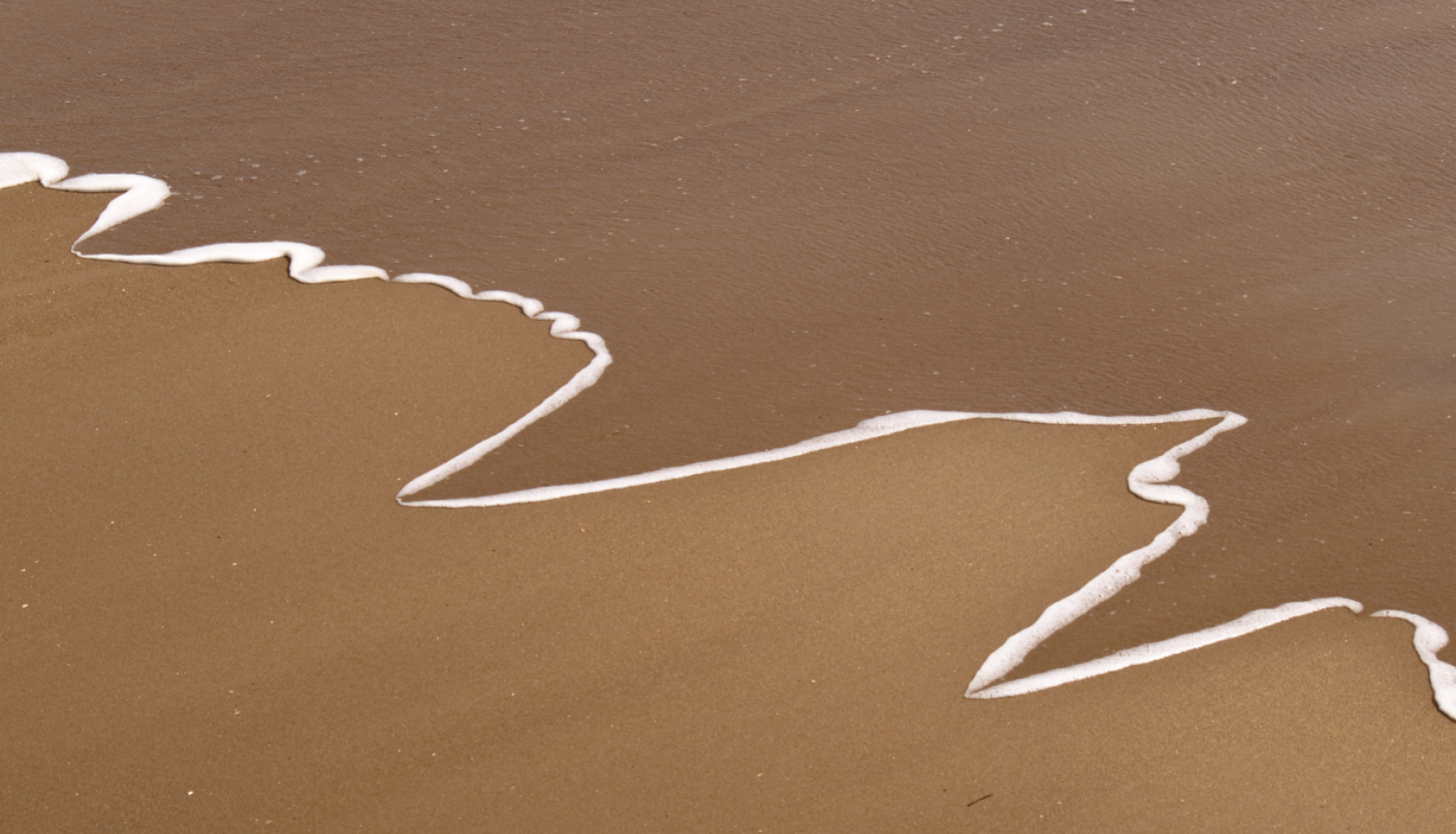 a sandy beach with a wave imprint that looks like a graph.