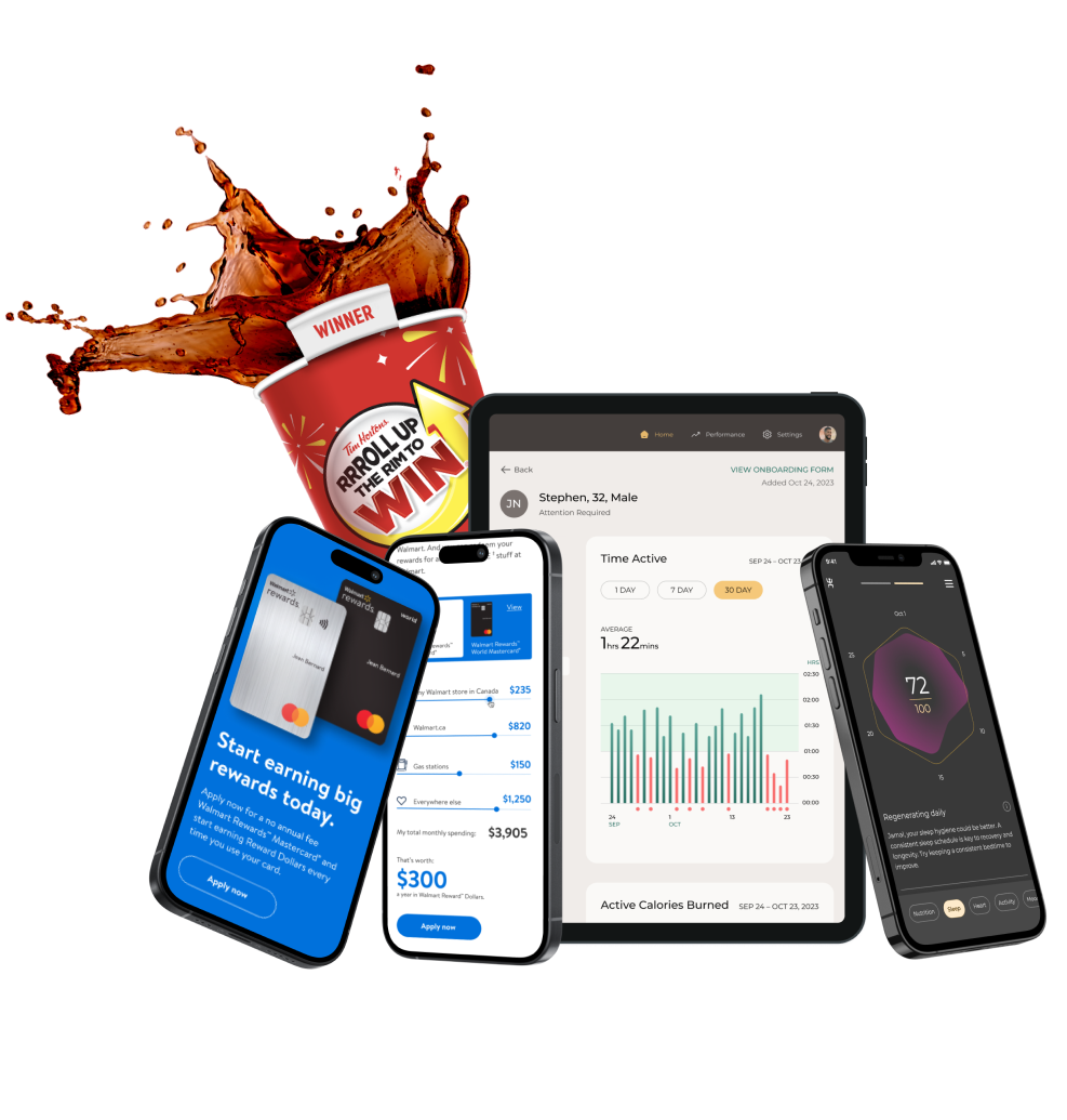 Image of a mobile devices and a tablet with coffee cup in the back.