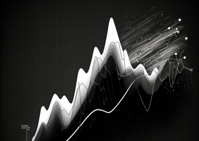 A black and white graphic with an app screen monitoring glucose levels.