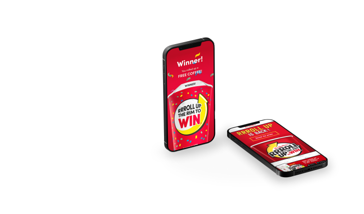 Tim Hortons Roll up the Rim App displayed on a mobile phone.