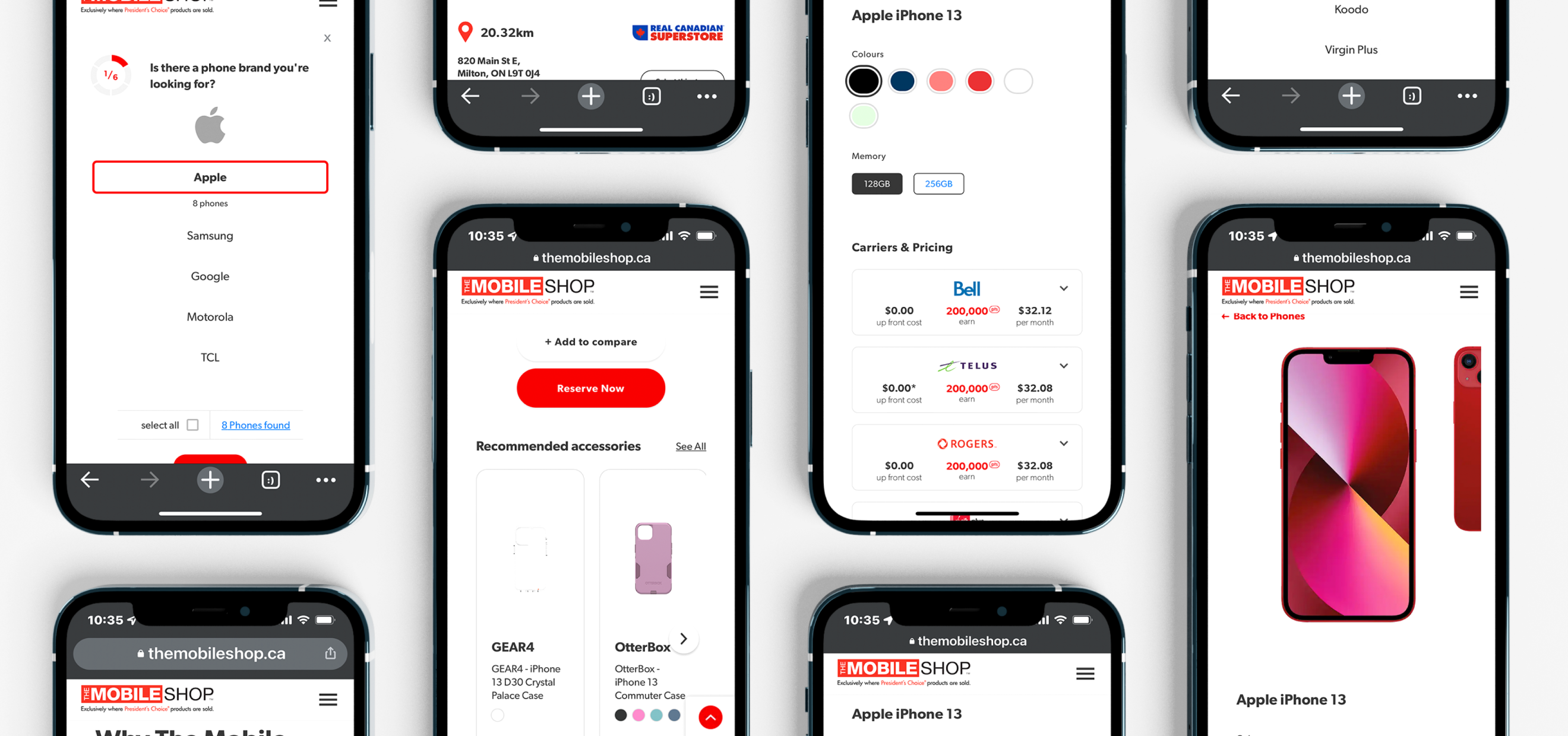 the mobile shop app displayed on mobile devices.