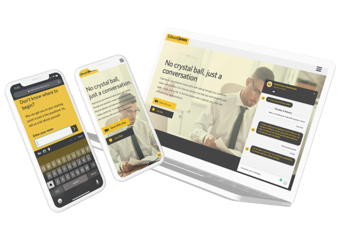 Images of the Edward Jones portal on mobile and desktop
