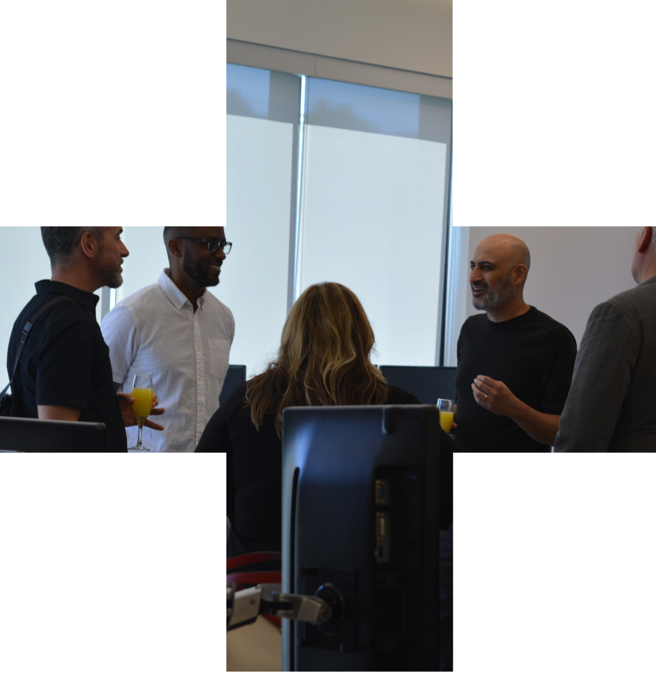 a group of people talking