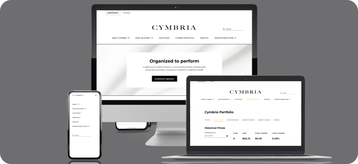 Cymbria edward jones portal shown on desktop tablet and mobile