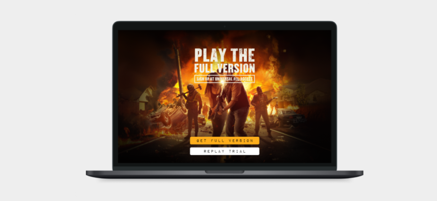 The Purge game application displayed on a laptop.