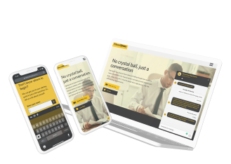Images of the Edward Jones portal on mobile and desktop