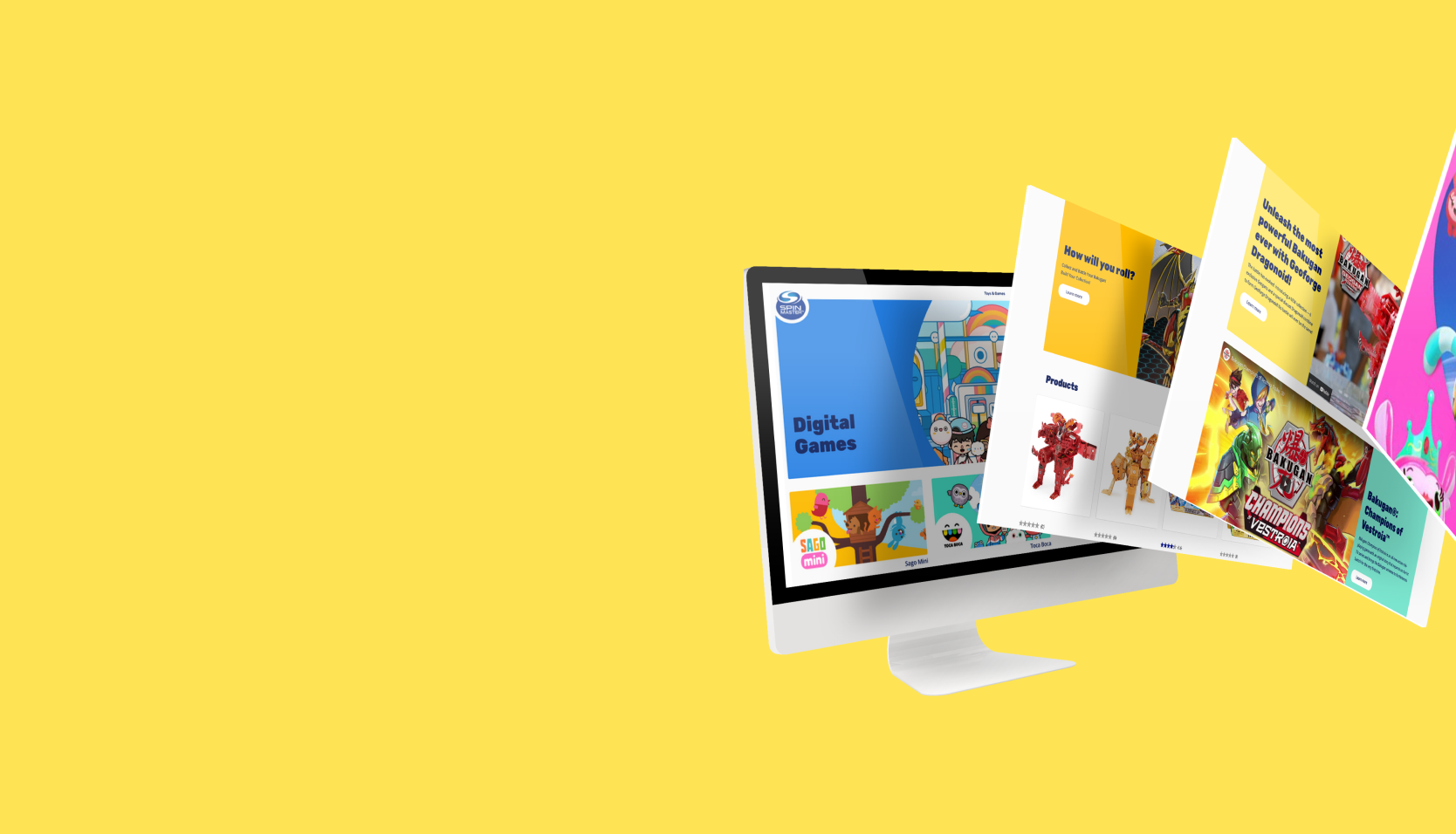 Spin Master screens jumping off a laptop screen.