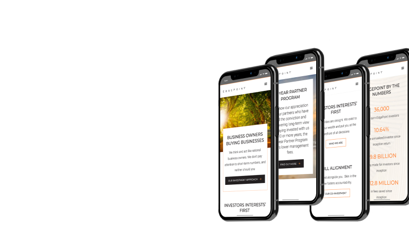 Mobile phones display screens of the edgepoint wealth app